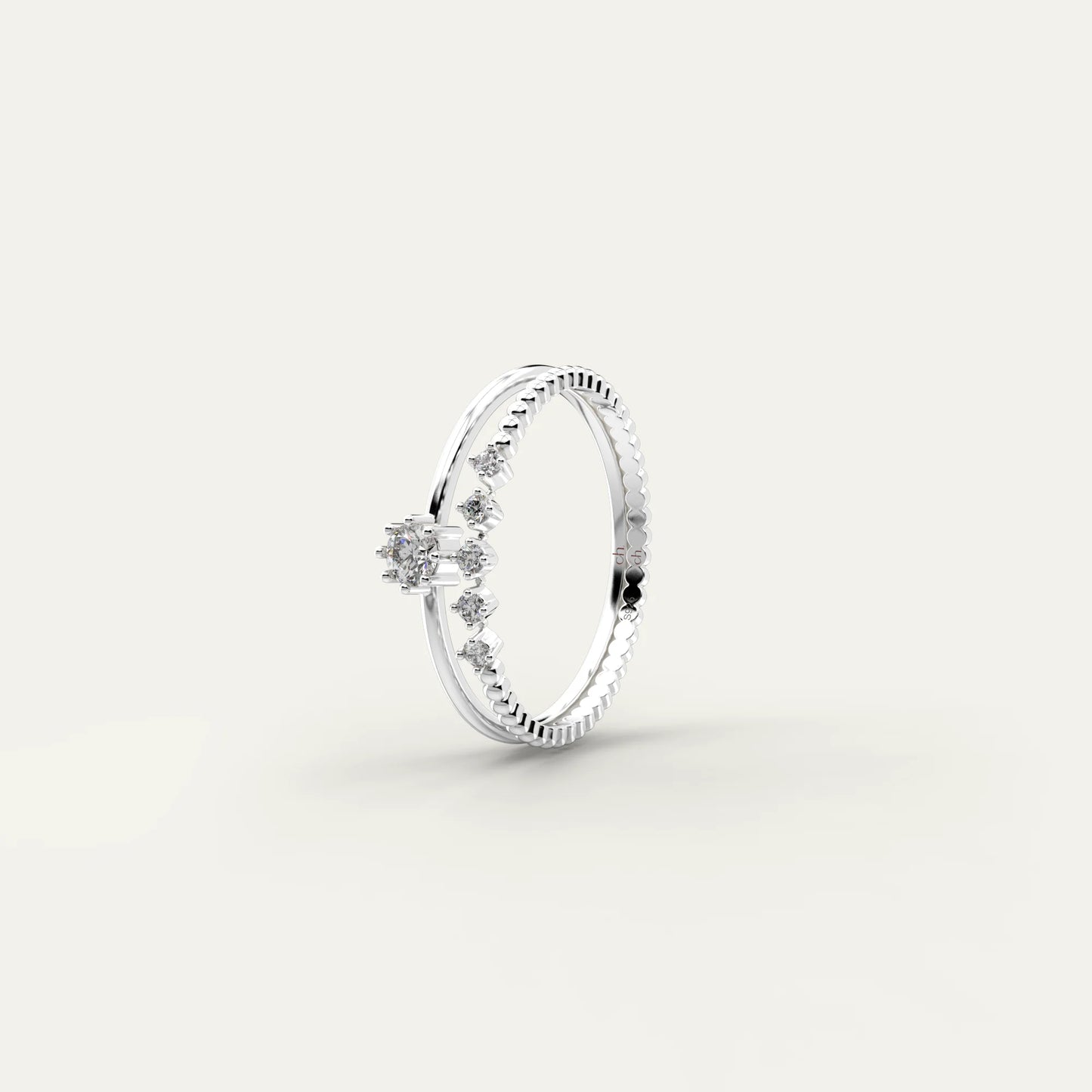 Goldmacher Ara 925 Silver Stacking Rings – 0.1ct Total Moissanite Stones for Delicate, Layered Everyday Jewelry or Bridal Styling.