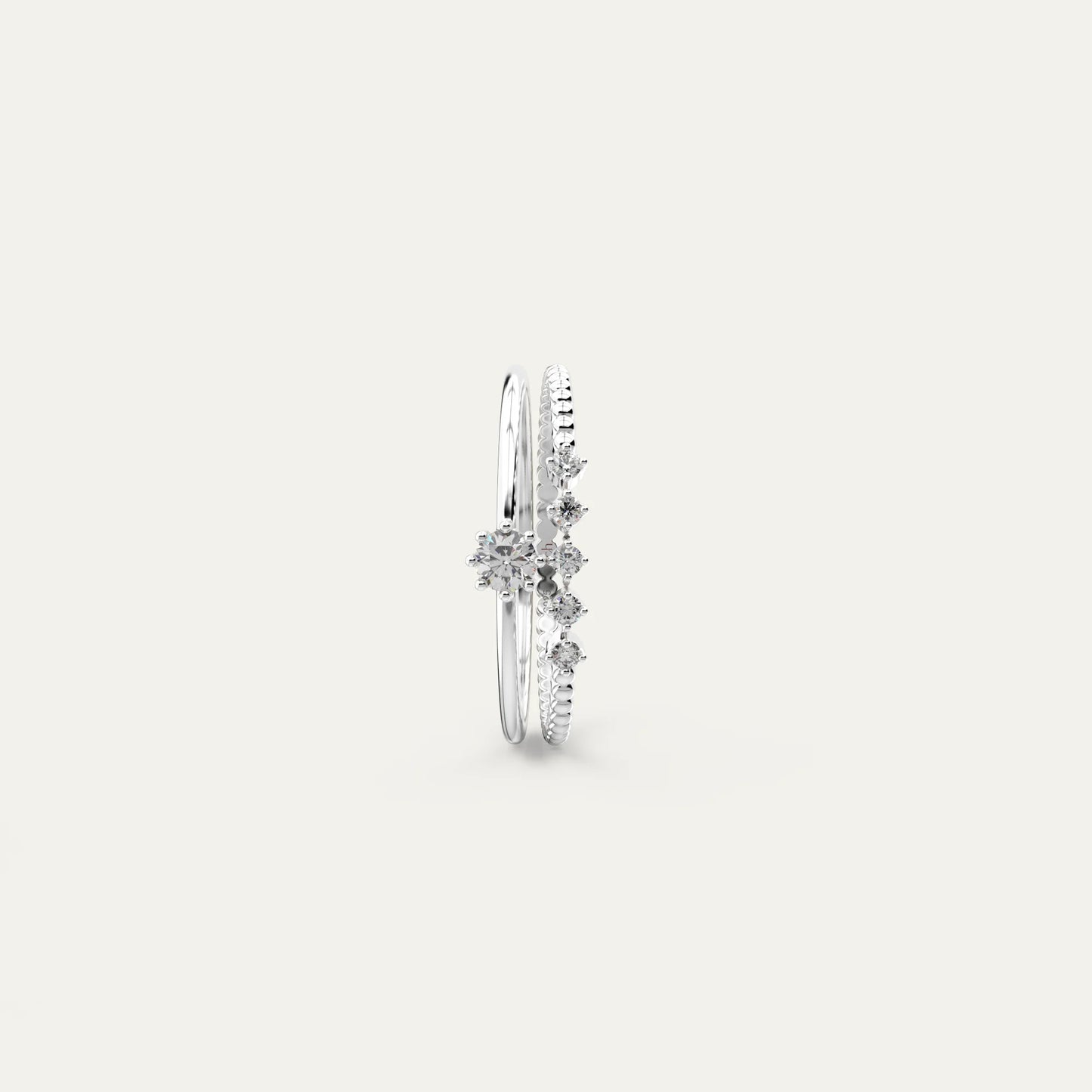 Goldmacher Ara Sterling Silver Stackable Rings – 0.1ct Moissanite Accents, Hypoallergenic for Sensitive Skin or Minimalist Looks.