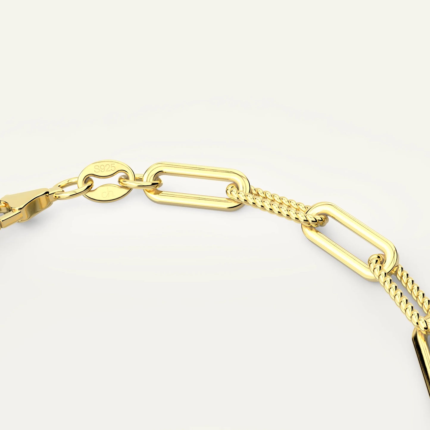 18K Gold Plated Bold Chain Bracelet by Goldmacher – Polished and Textured Architectural Link Details