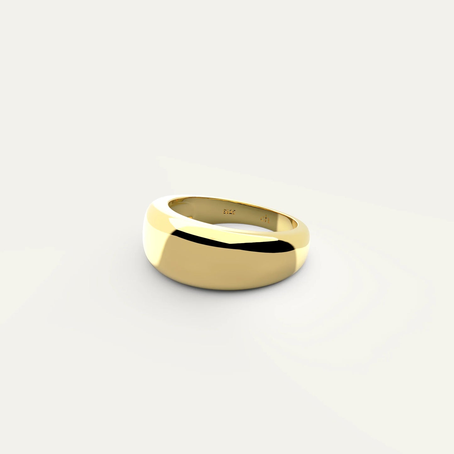 Interior Detail of Goldmacher Bold Dome Ring – 18K Gold Plated with S925 and Logo Stamp