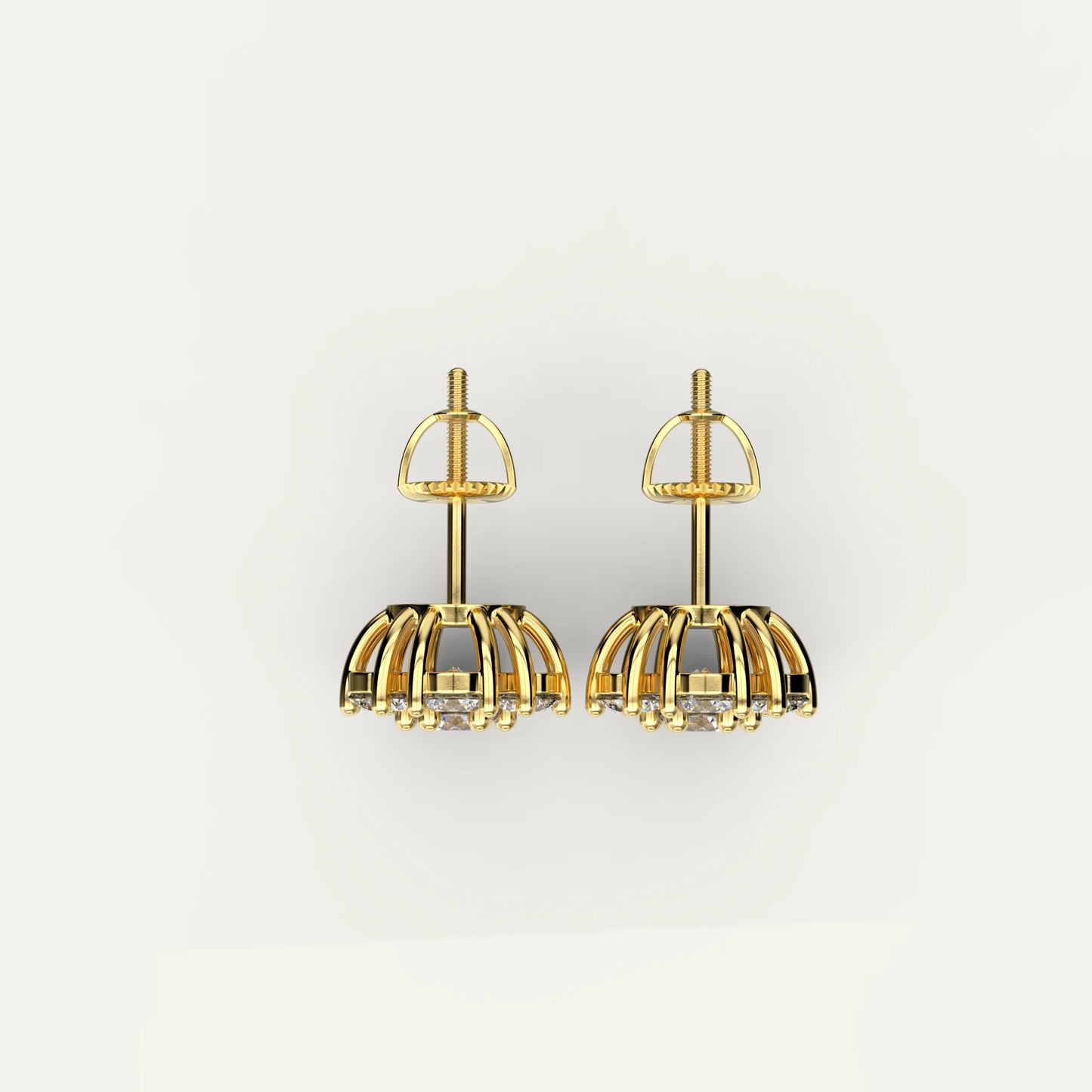 Goldmacher Calytrix 18k Gold-Plated Floral Earrings – Round Moissanite Cluster with Secure Prong Settings for Durable, Hypoallergenic Sparkle.