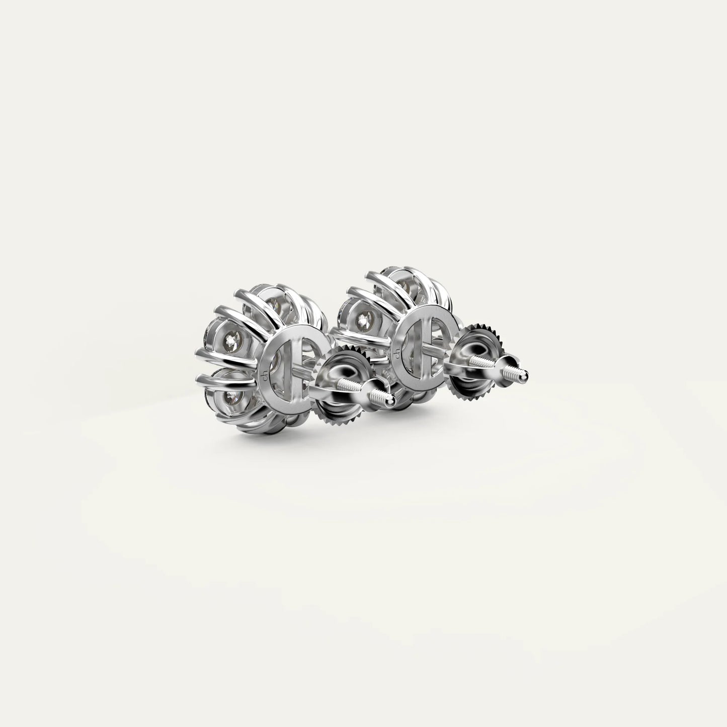 Goldmacher Calytrix 925 Silver Floral Moissanite Earrings – Round Stone Cluster Design for Affordable Luxury or Minimalist Bridal Style.