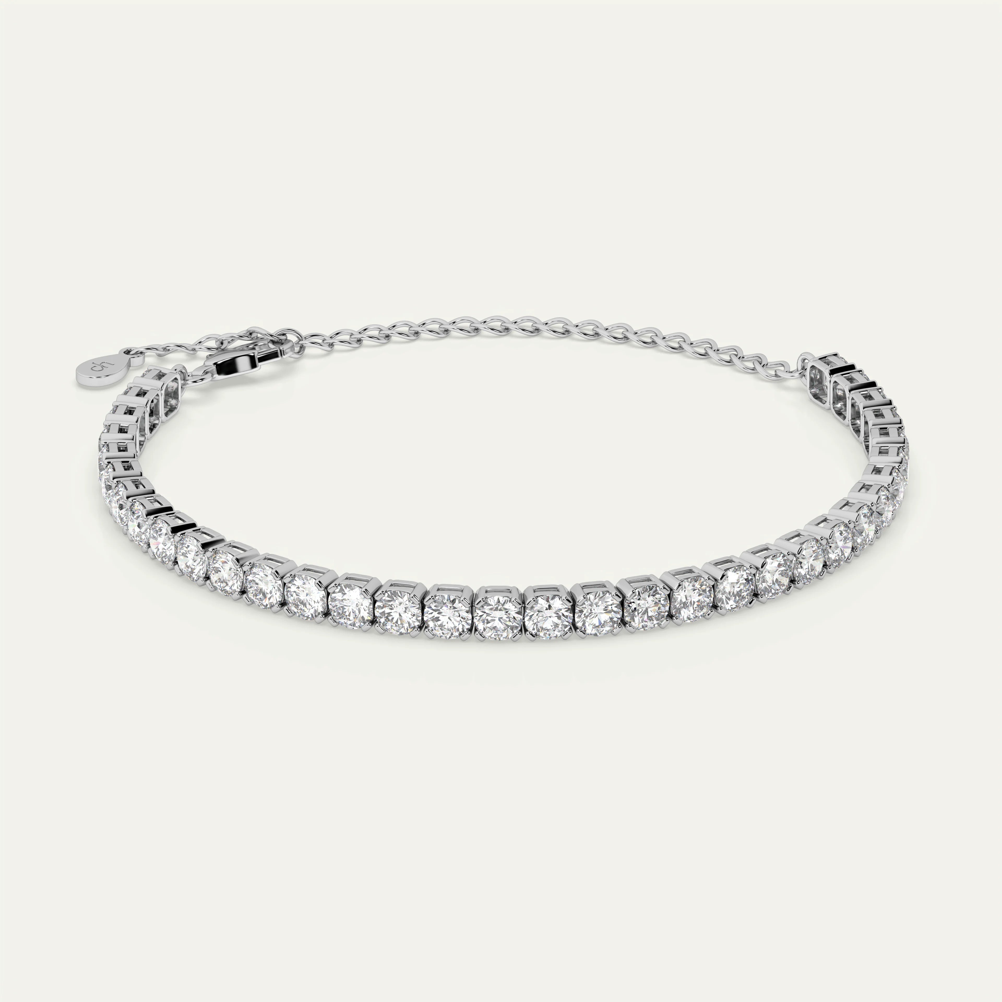 goldmacher celeste sterling silver 4.4ctw round moissanite tennis bracelet 44pcs
