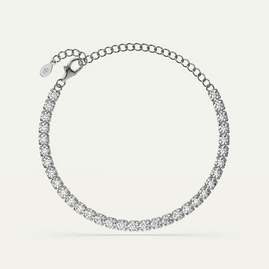 Goldmacher Celeste Sterling Silver Moissanite Tennis Bracelet – 4.4ctw (44 Stones) for Affordable Luxury and Versatile, Elegant Style.
