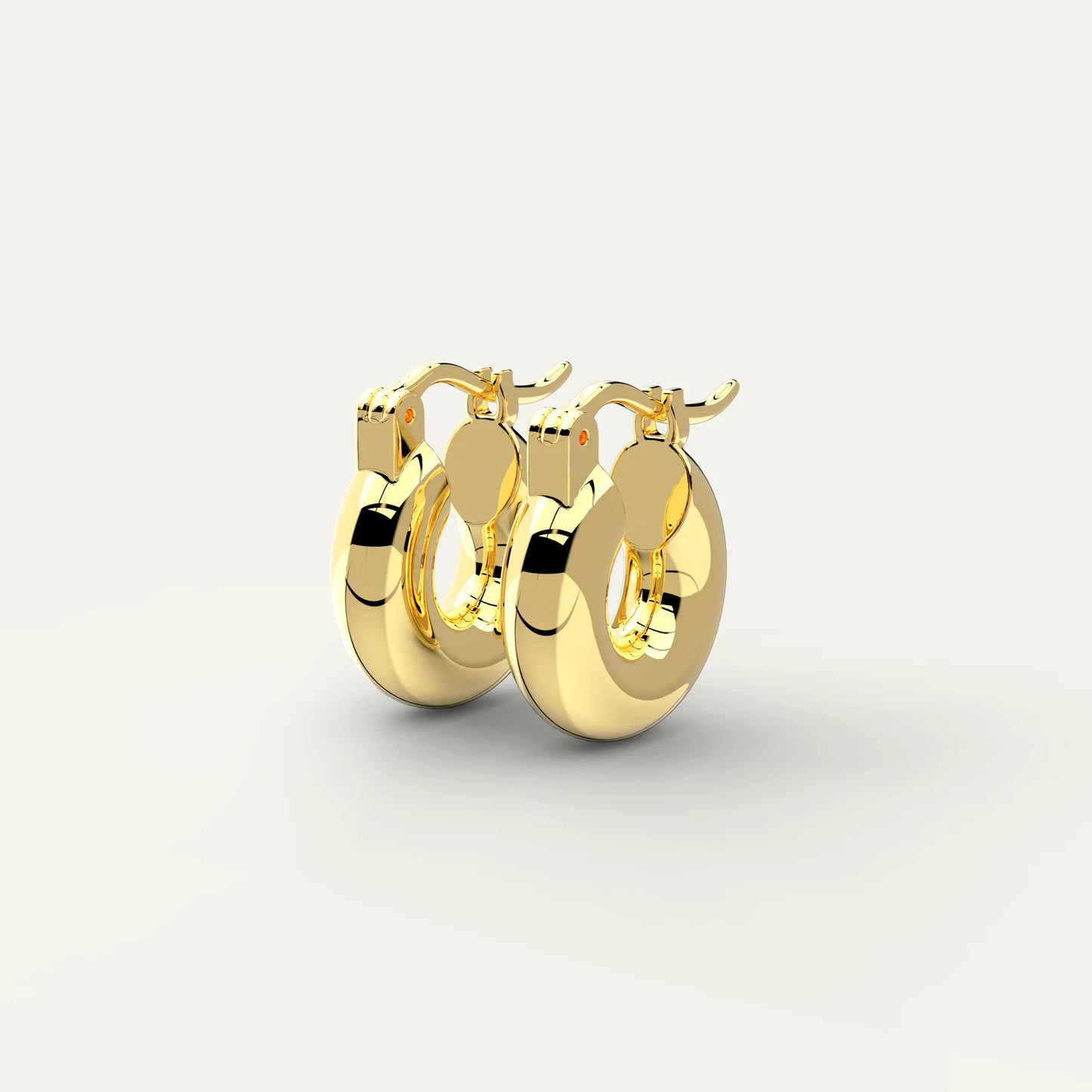 18K Gold Petite Dome Hoop Earrings – S925 Marked Snap Closure with Lightweight Wearable Design
