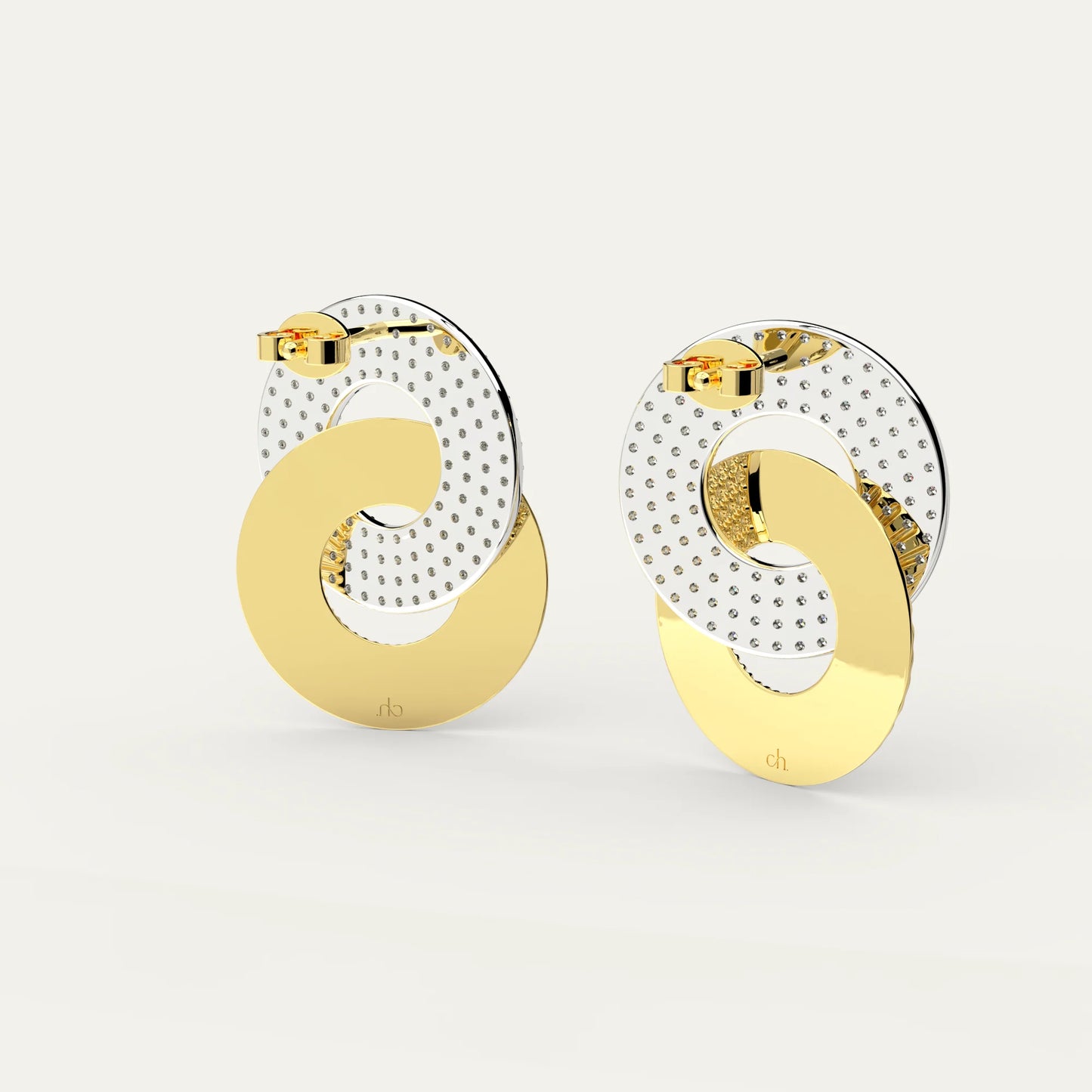 Goldmacher Double Deluxe – Art-Inspired Mixed Metal Earrings with Sparkle and Dimensional Finish
