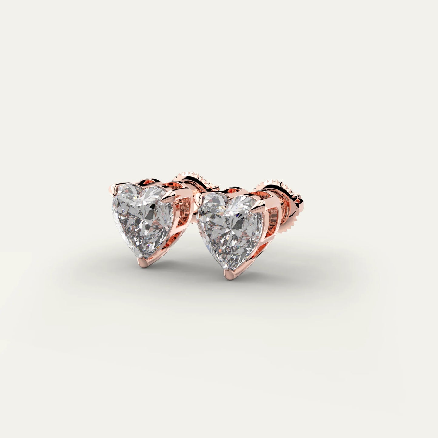 Goldmacher Elora Rose Gold-Plated Heart Moissanite Stud Earrings – Romantic, Hypoallergenic Sparkle for Anniversaries or Symbolic Gifting.