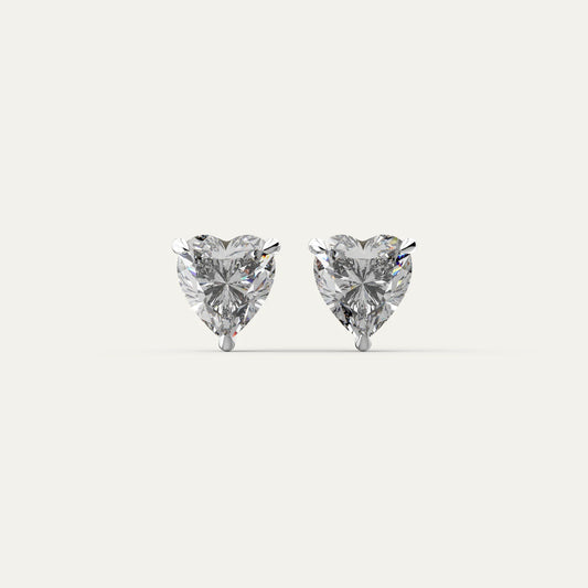 Goldmacher Elora sterling silver heart moissanite stud earrings.