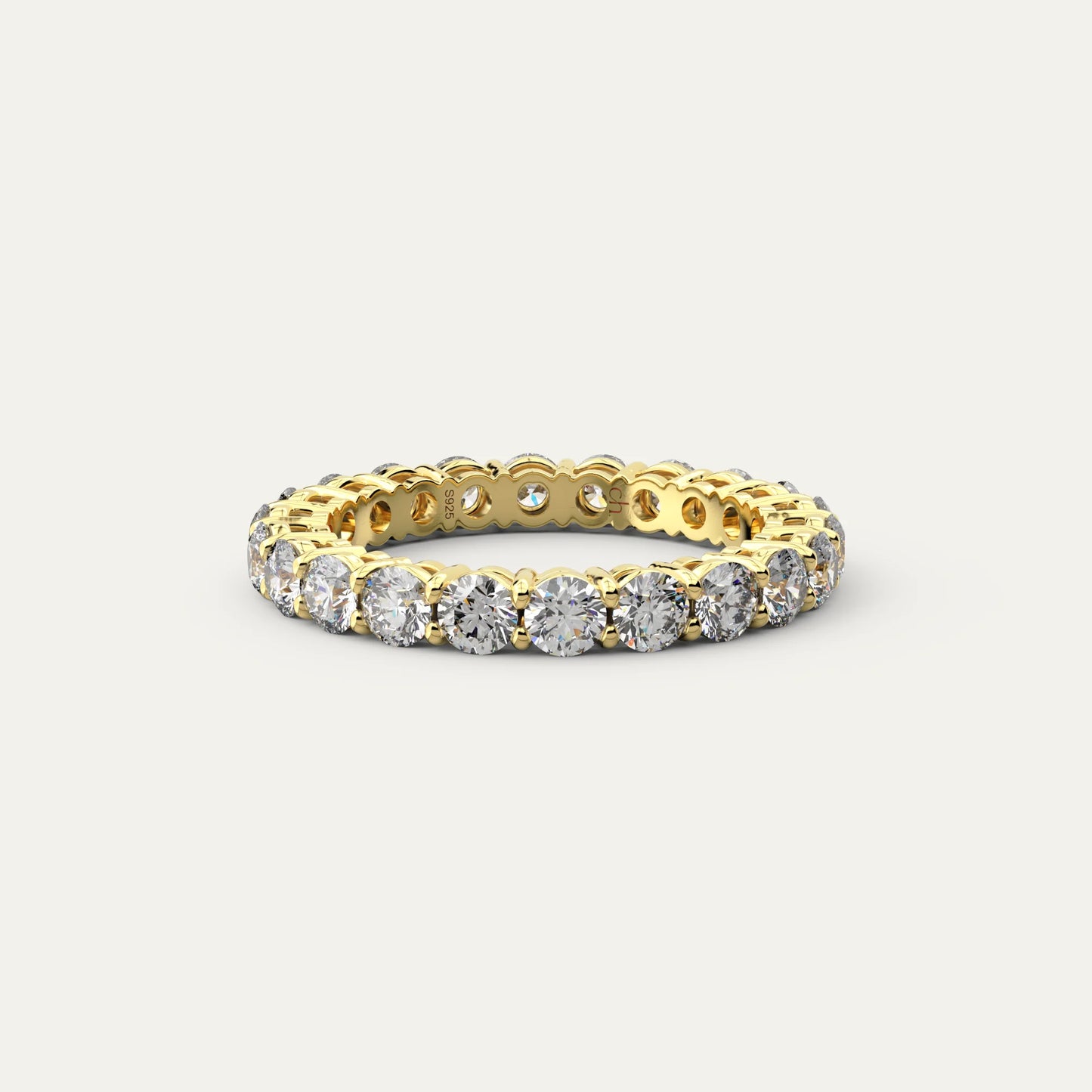 18K Gold Moissanite Eternity Band with 2.2ct Round Stones – Goldmacher Stardust Collection
