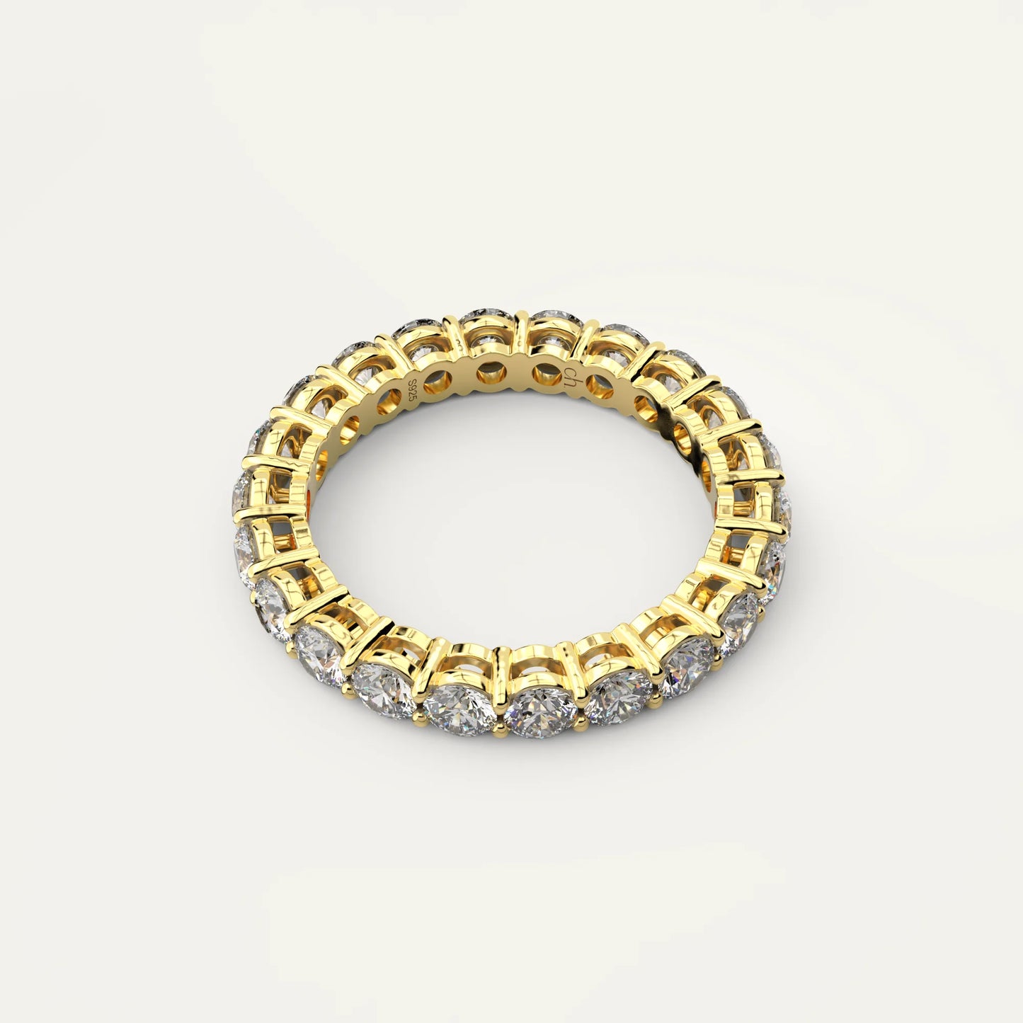 Goldmacher Ethereal 18k Gold Moissanite Eternity Band – 2.2ct Round Stones in Timeless, Secure Pavé Setting for Bridal or Anniversary Jewelry.