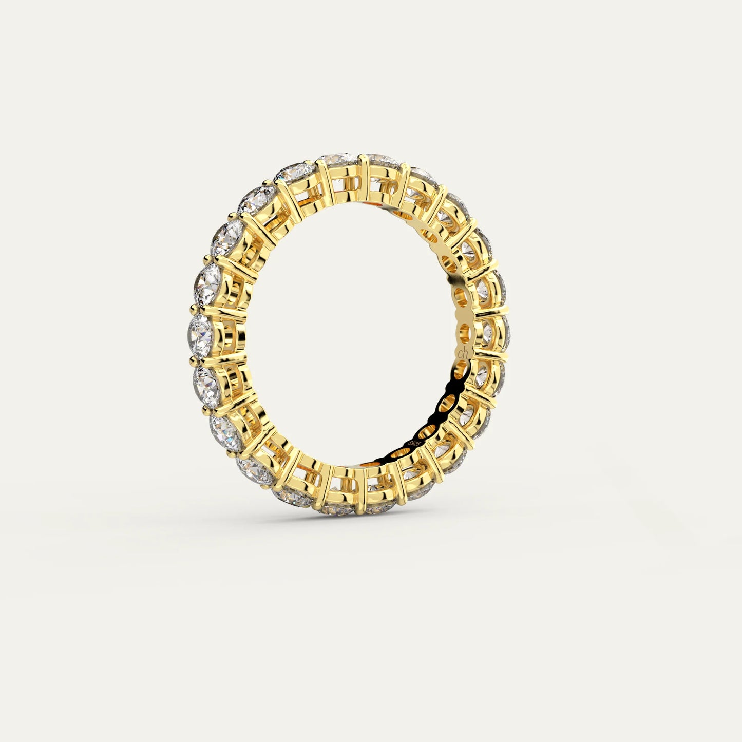 Goldmacher Ethereal Stardust 18k Gold Eternity Band – 2.2 Carats of Brilliant-Cut Moissanite for Stackable, Hypoallergenic Elegance.