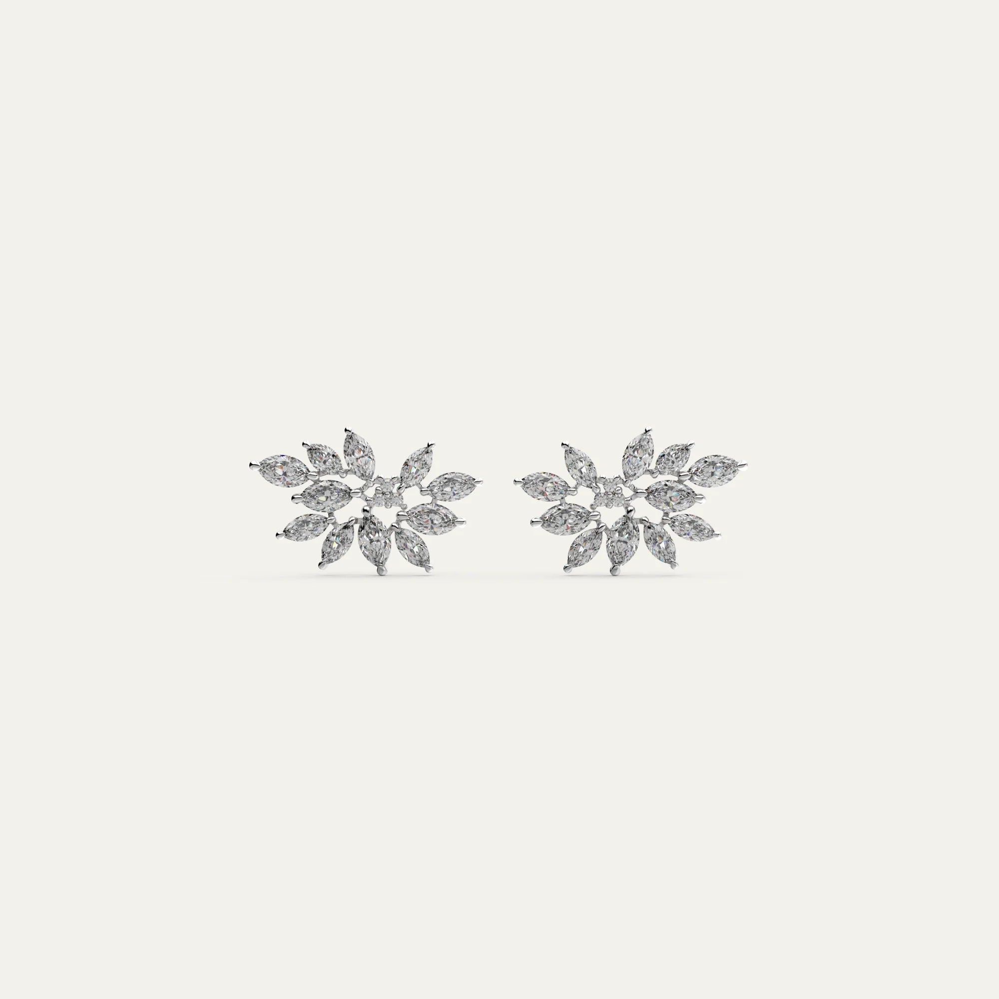 Front view of Goldmacher Fleur Spark earrings – Rhodium-plated sterling silver with zircon cluster
