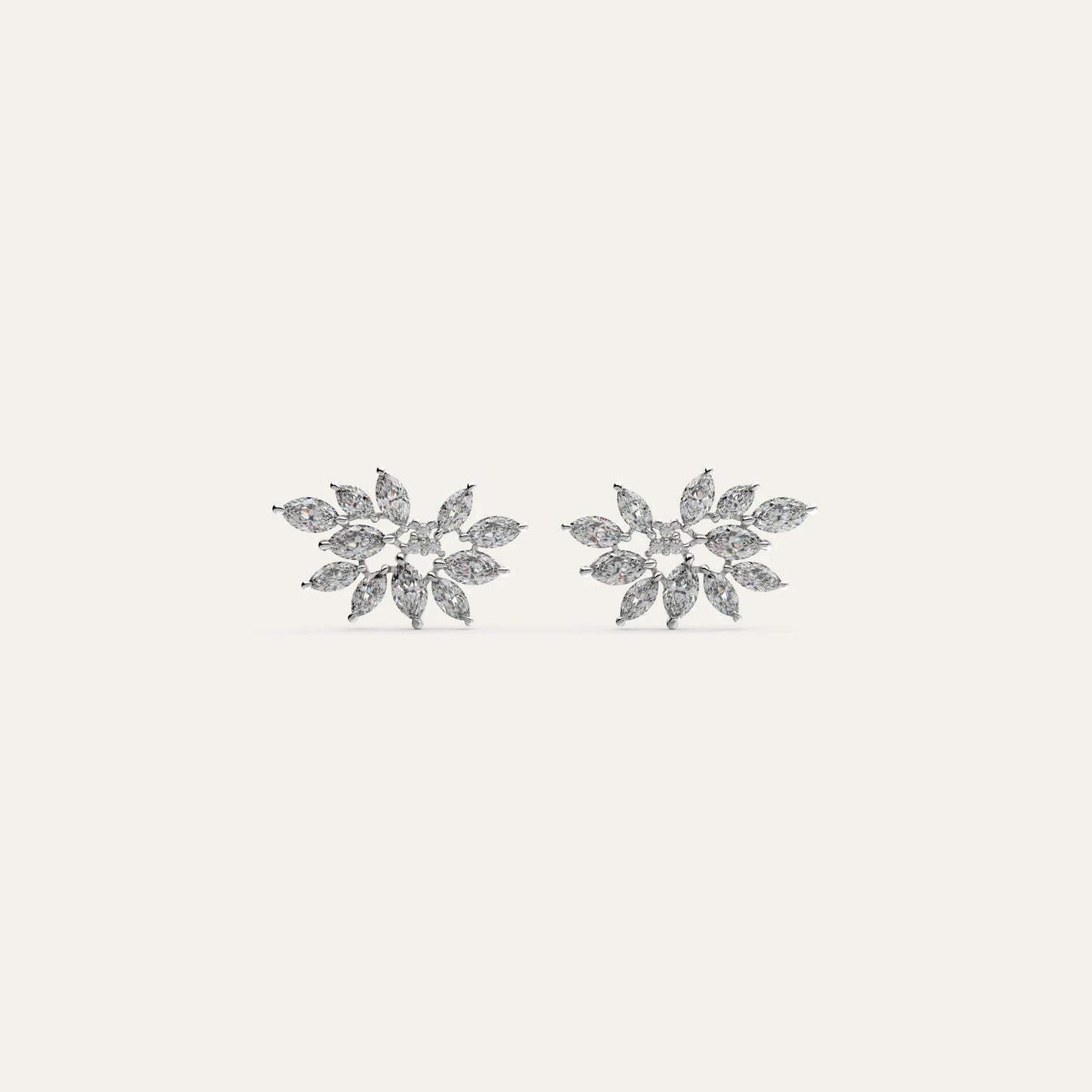 Front view of Goldmacher Fleur Spark earrings – Rhodium-plated sterling silver with zircon cluster