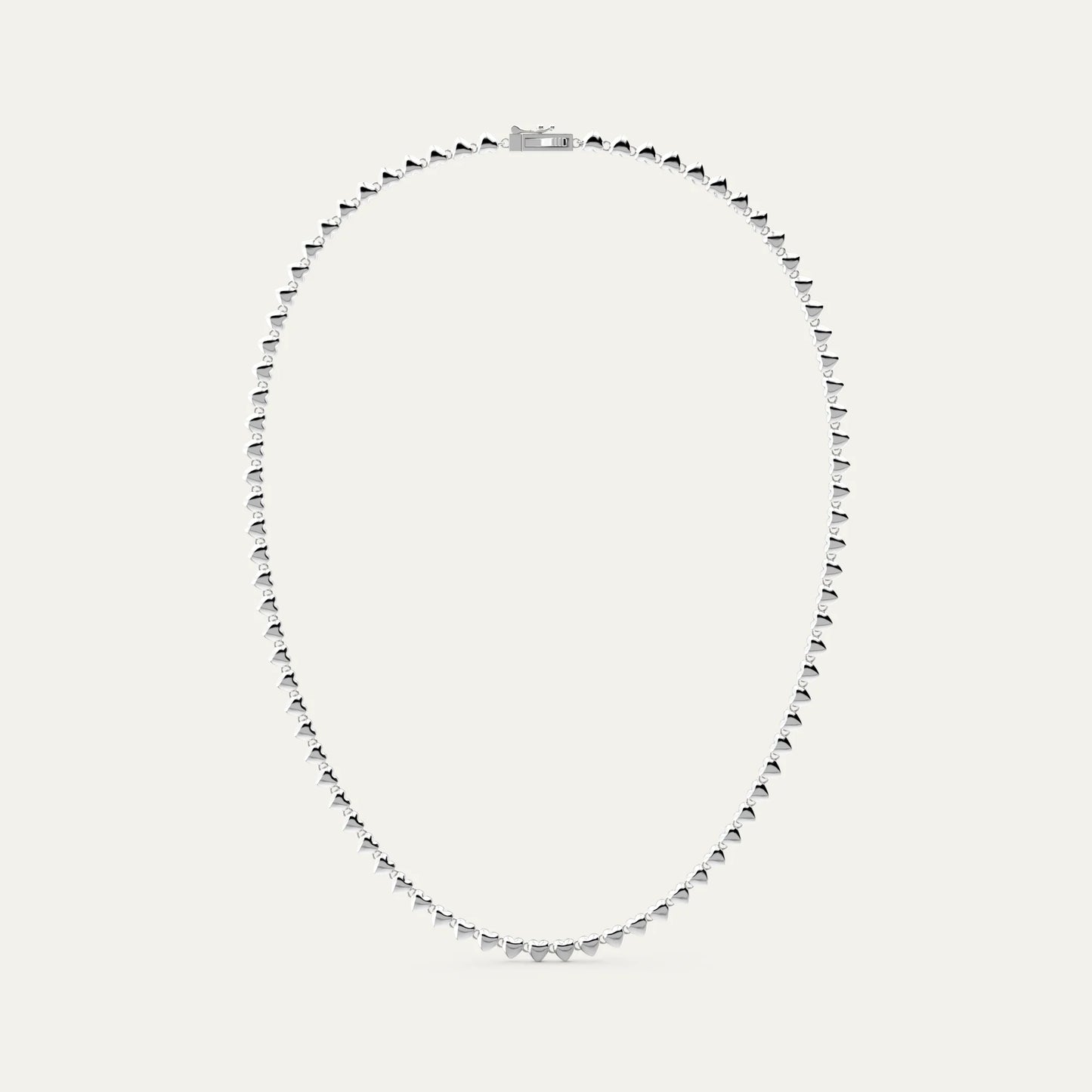 Goldmacher Heart String Necklace – Rhodium Plated 925 Silver with Polished Interlocking Heart Design