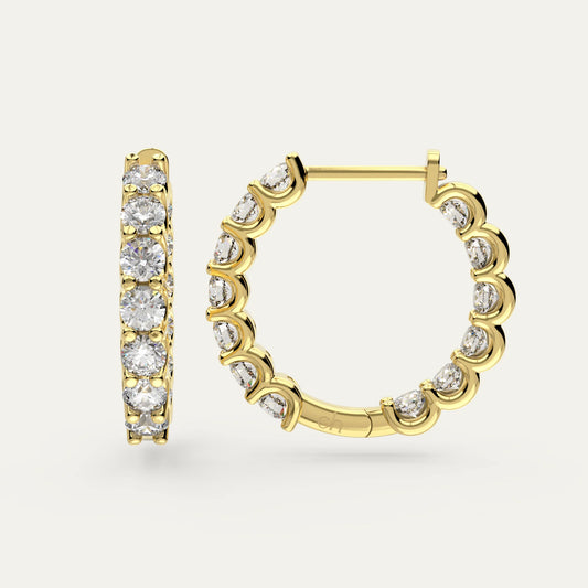 Goldmacher Heaven Hoops 18k Gold-Plated Diamond-Alternative Earrings – 2.6ctw Moissanite Stones for Ethical, High-Shine Elegance.