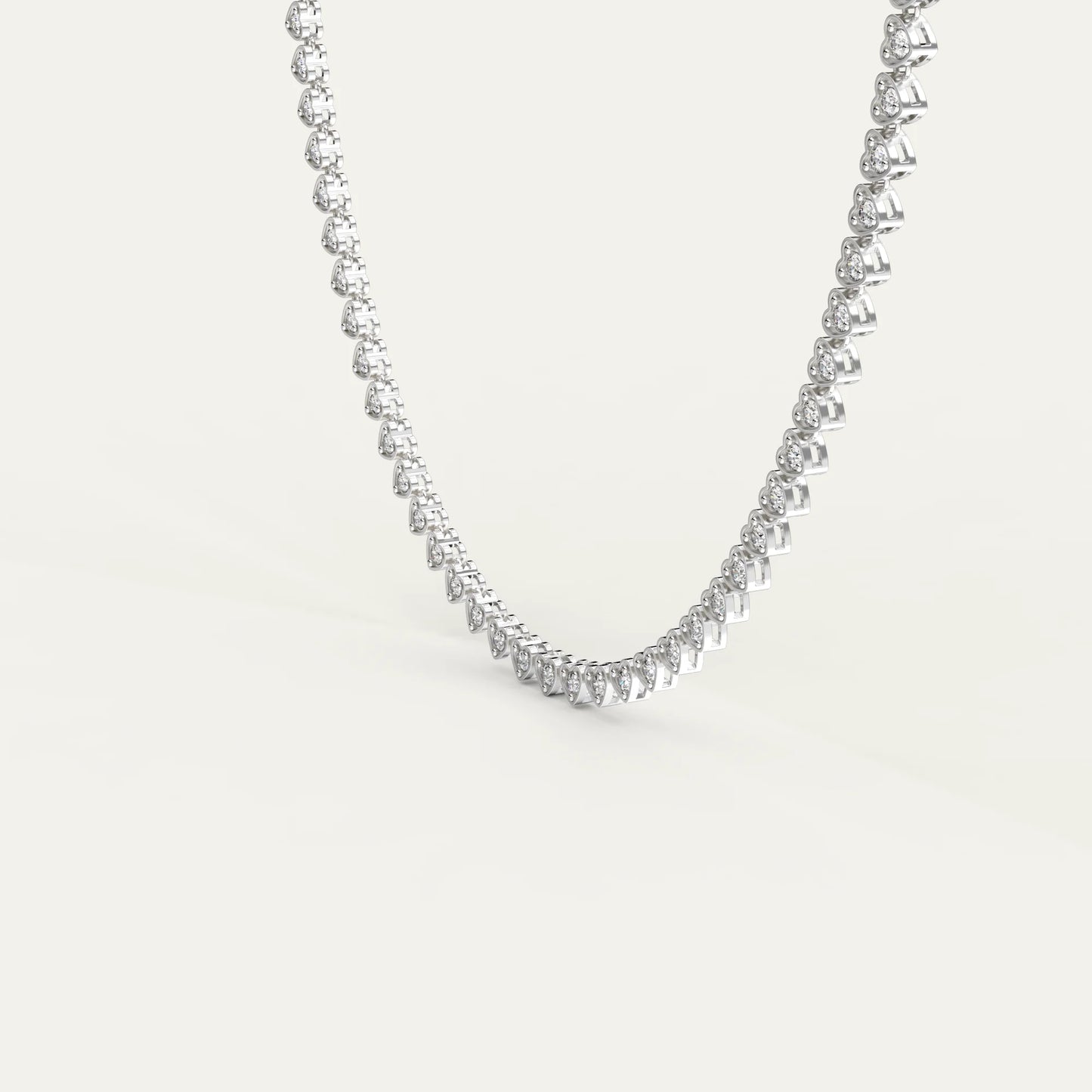 Goldmacher Lover’s Line Necklace – Rhodium Silver Chain with Cubic Zirconia Hearts in Elegant Layout