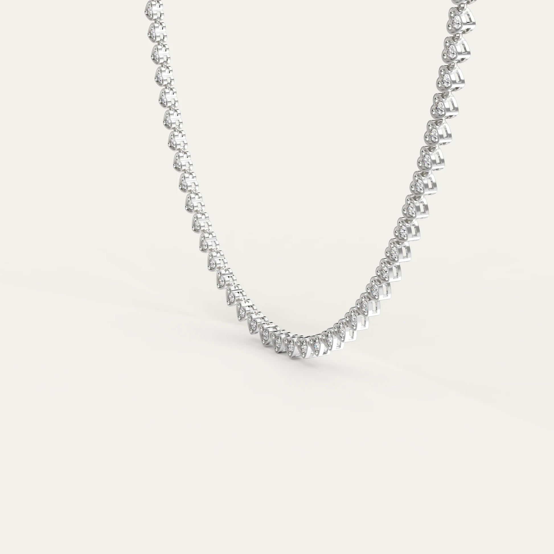 Goldmacher Lover’s Line Necklace – Rhodium Silver Chain with Cubic Zirconia Hearts in Elegant Layout