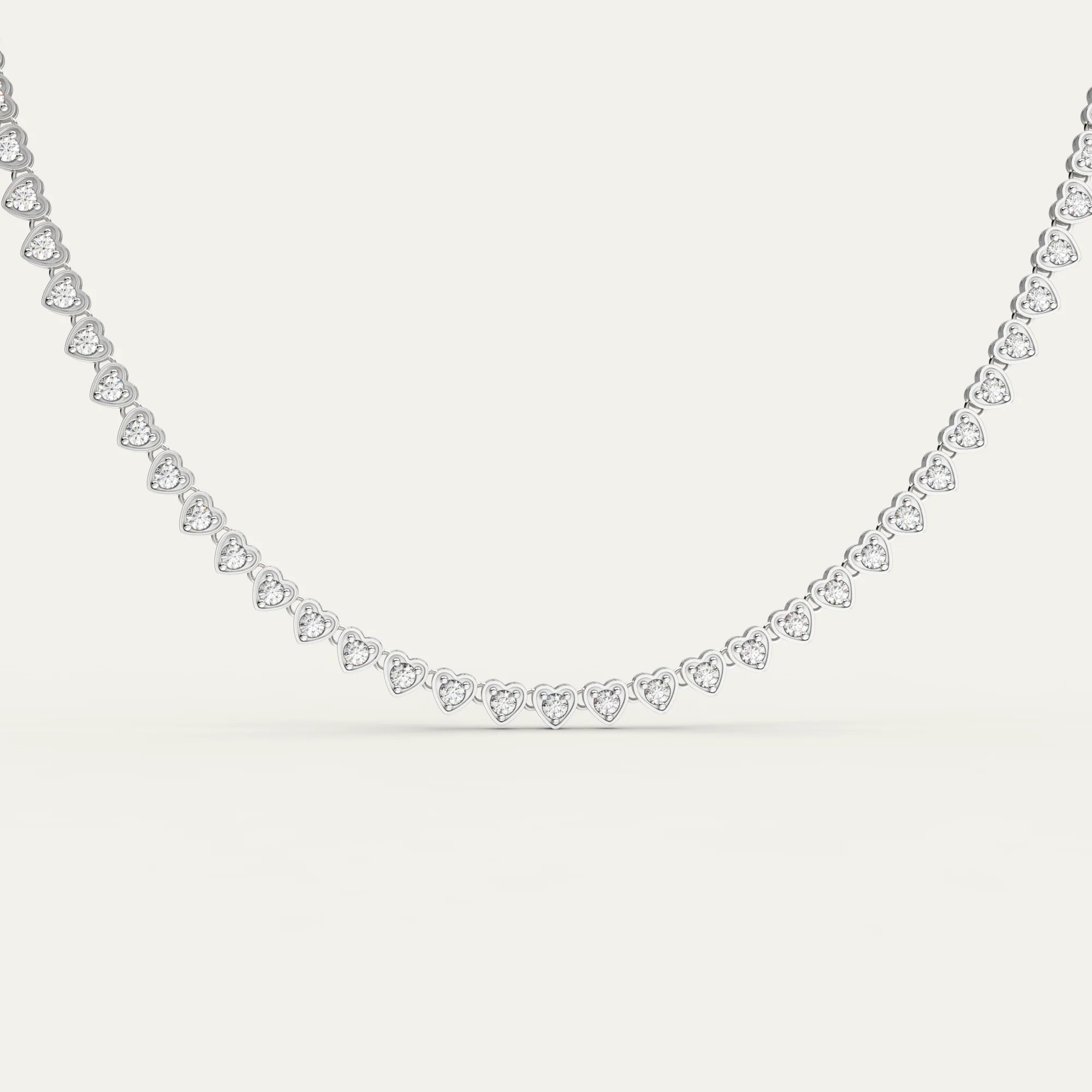 Goldmacher Lover’s Line Necklace – Rhodium Plated 925 Silver with Heart-Shaped Cubic Zirconia Tennis Chain