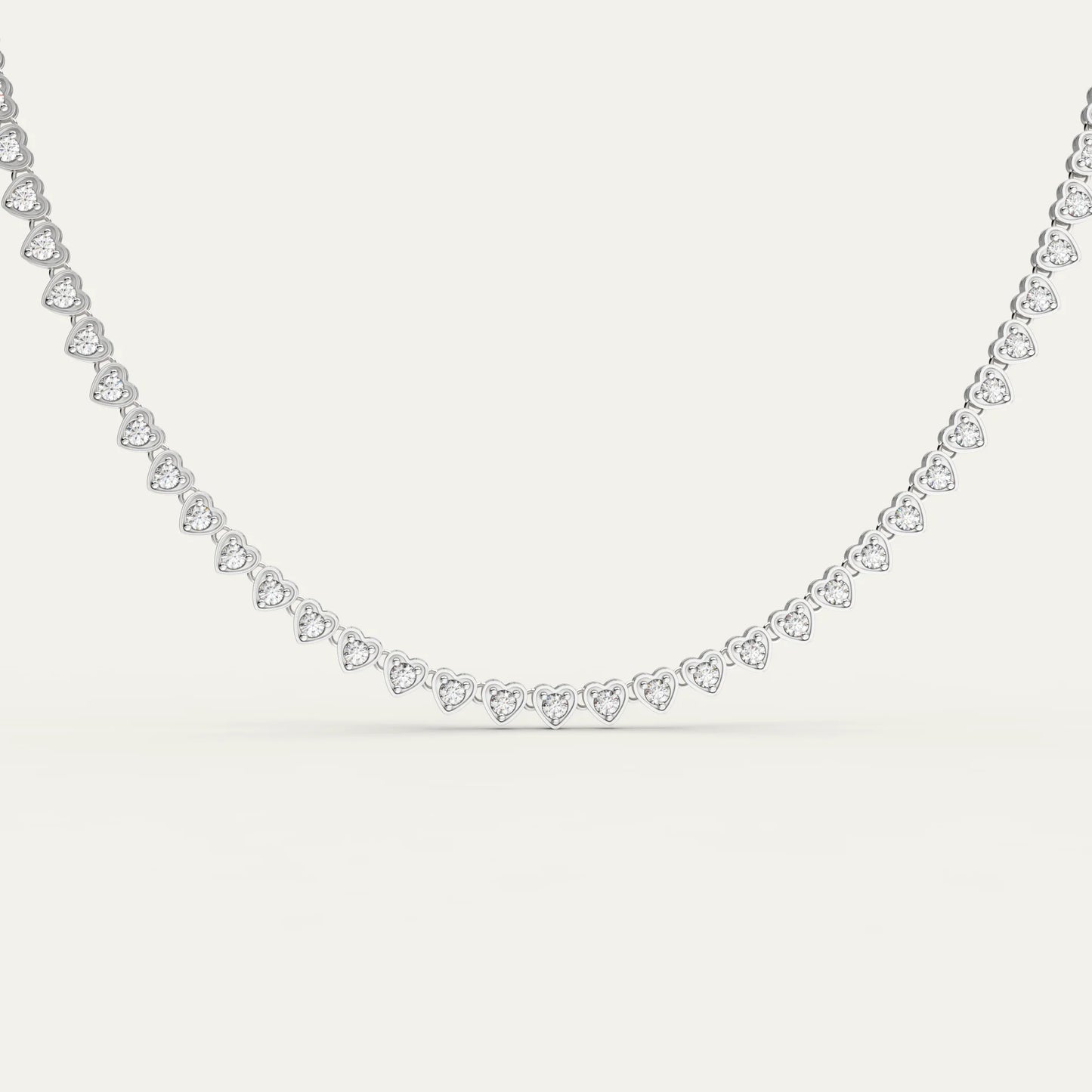 Goldmacher Lover’s Line Necklace – Rhodium Plated 925 Silver with Heart-Shaped Cubic Zirconia Tennis Chain
