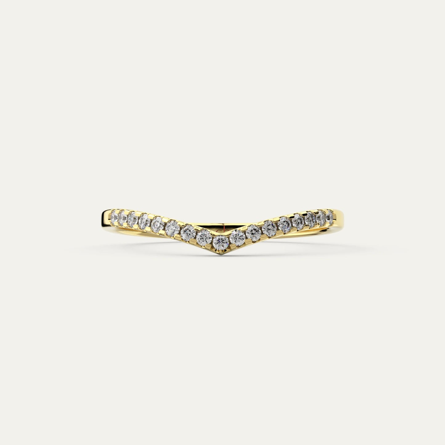 Goldmacher Lynx 18k Gold V-Shaped Ring – Pavé-Set Moissanite Stones for Modern, Geometric Elegance and Timeless Stacking.