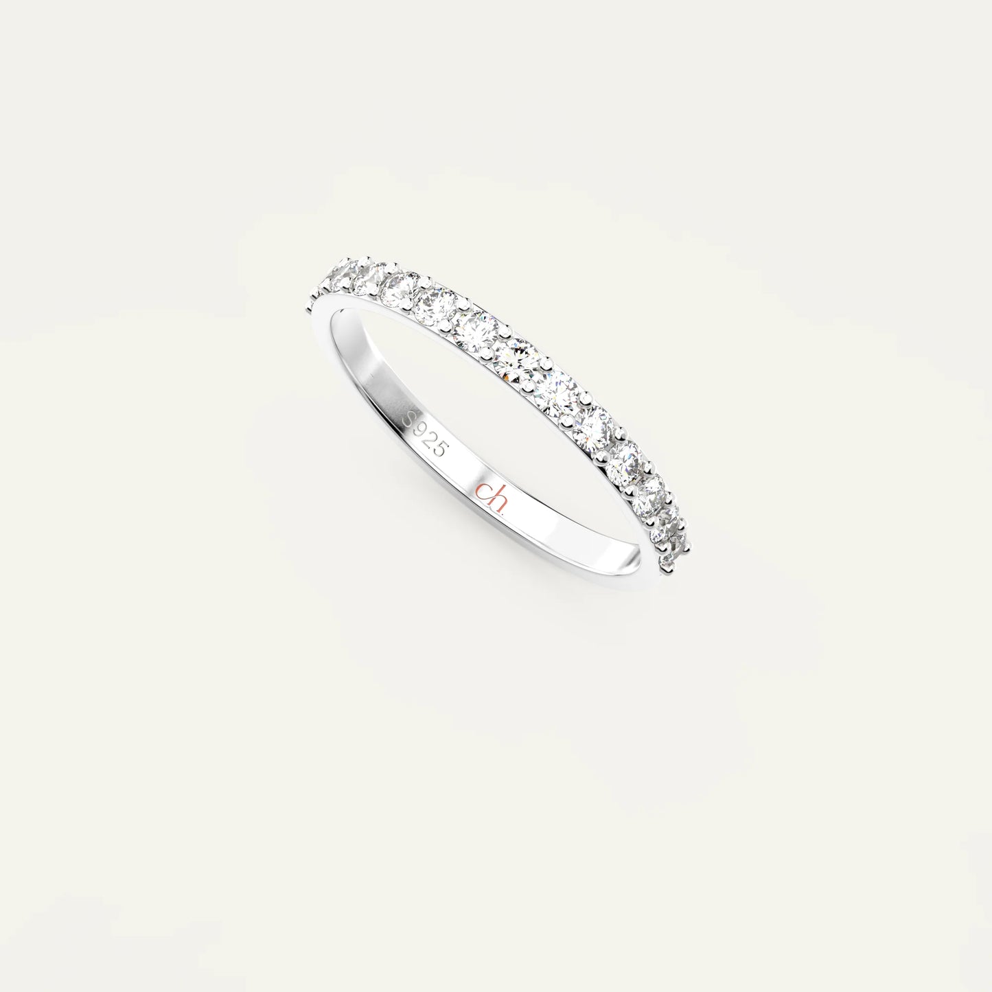 Goldmacher Mensa Sterling Silver Pavé Moissanite Ring – Lightweight, Durable Design for Minimalist Gifting, Anniversaries, or Stacking.