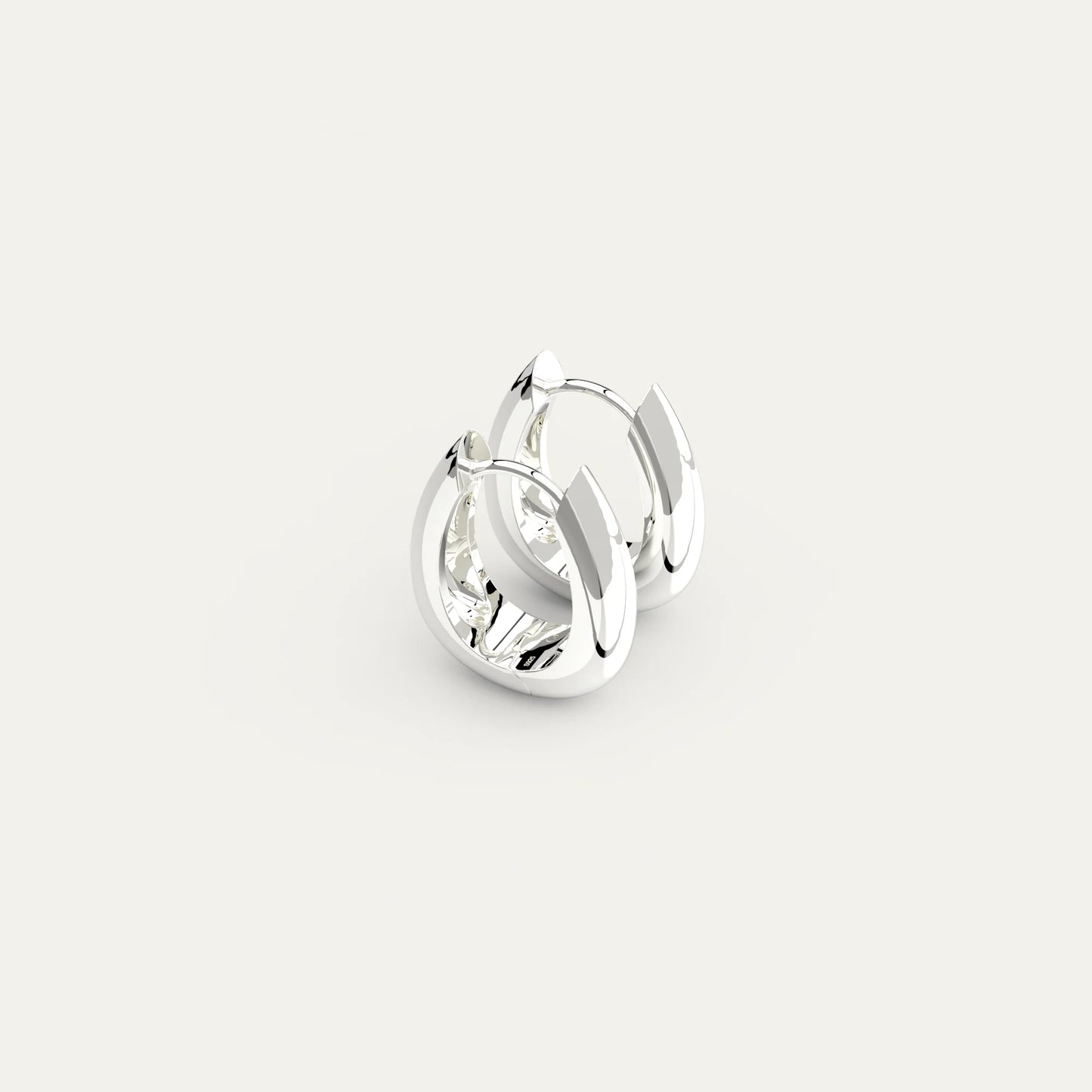 Molten Drop Earrings in Rhodium Plating – S925 Engraved Hinge Detail and Polished Finish