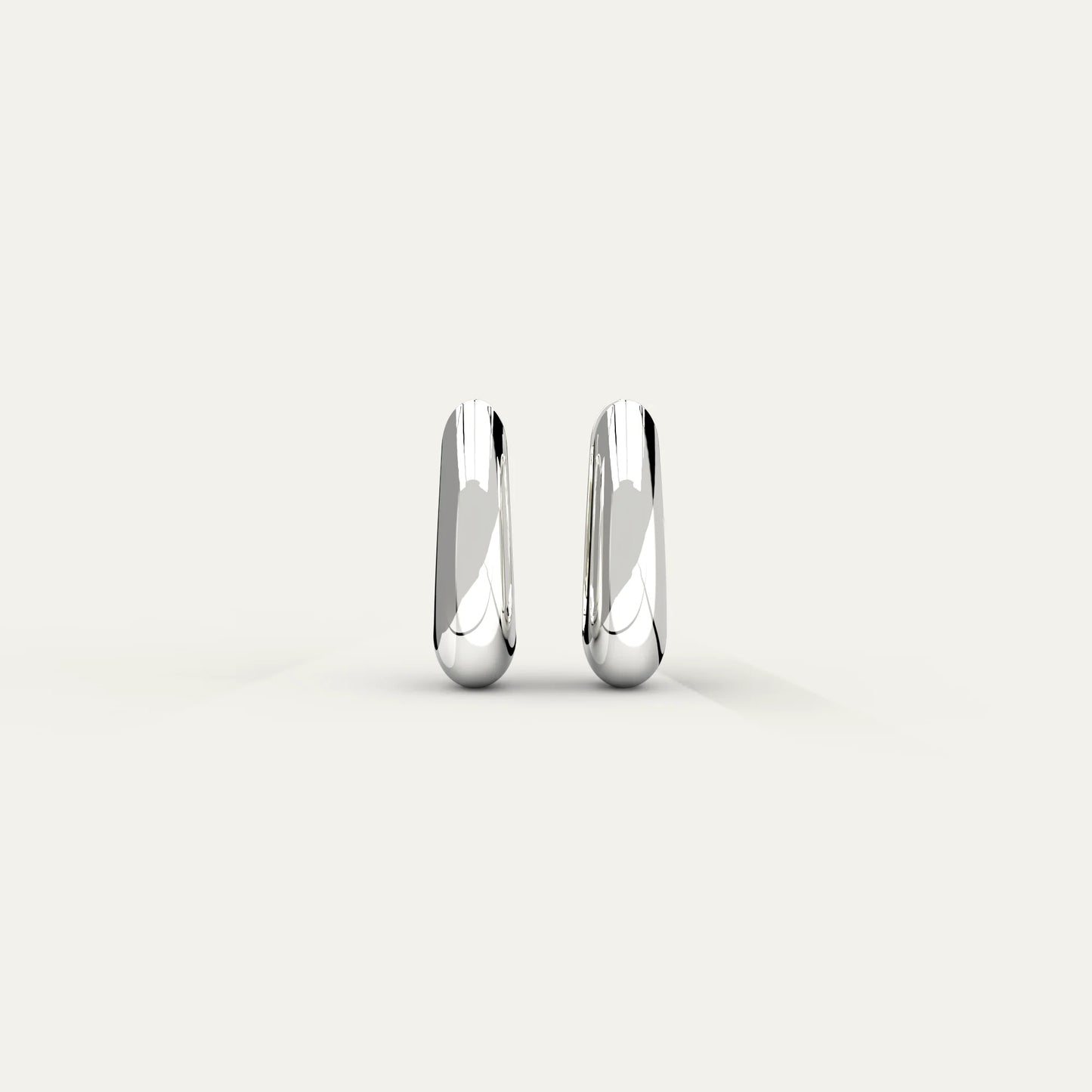 Rhodium Molten Drop Earrings – Modern Polished Hoop Design with Sculptural Depth