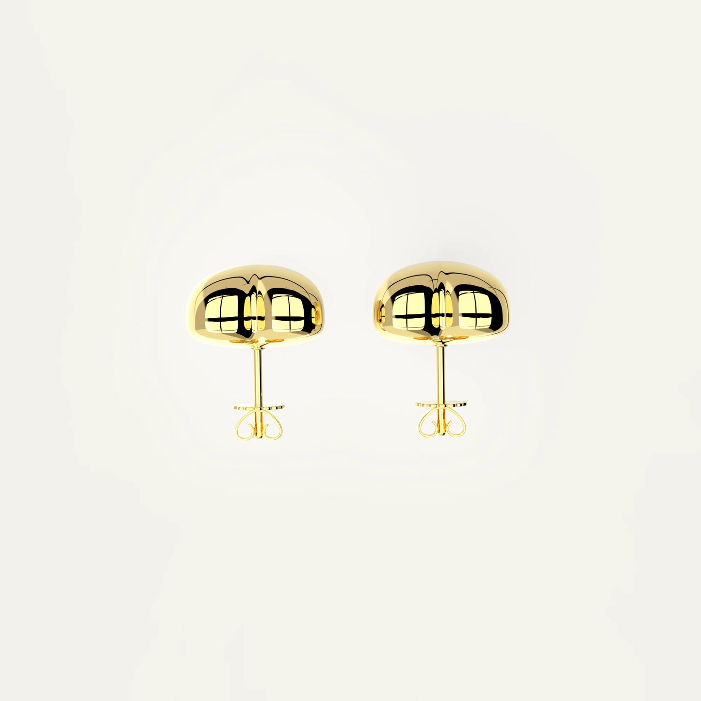Single Puffy Heart Gold Stud Earring – Compact and Bold Design in 18K Gold Over Silver