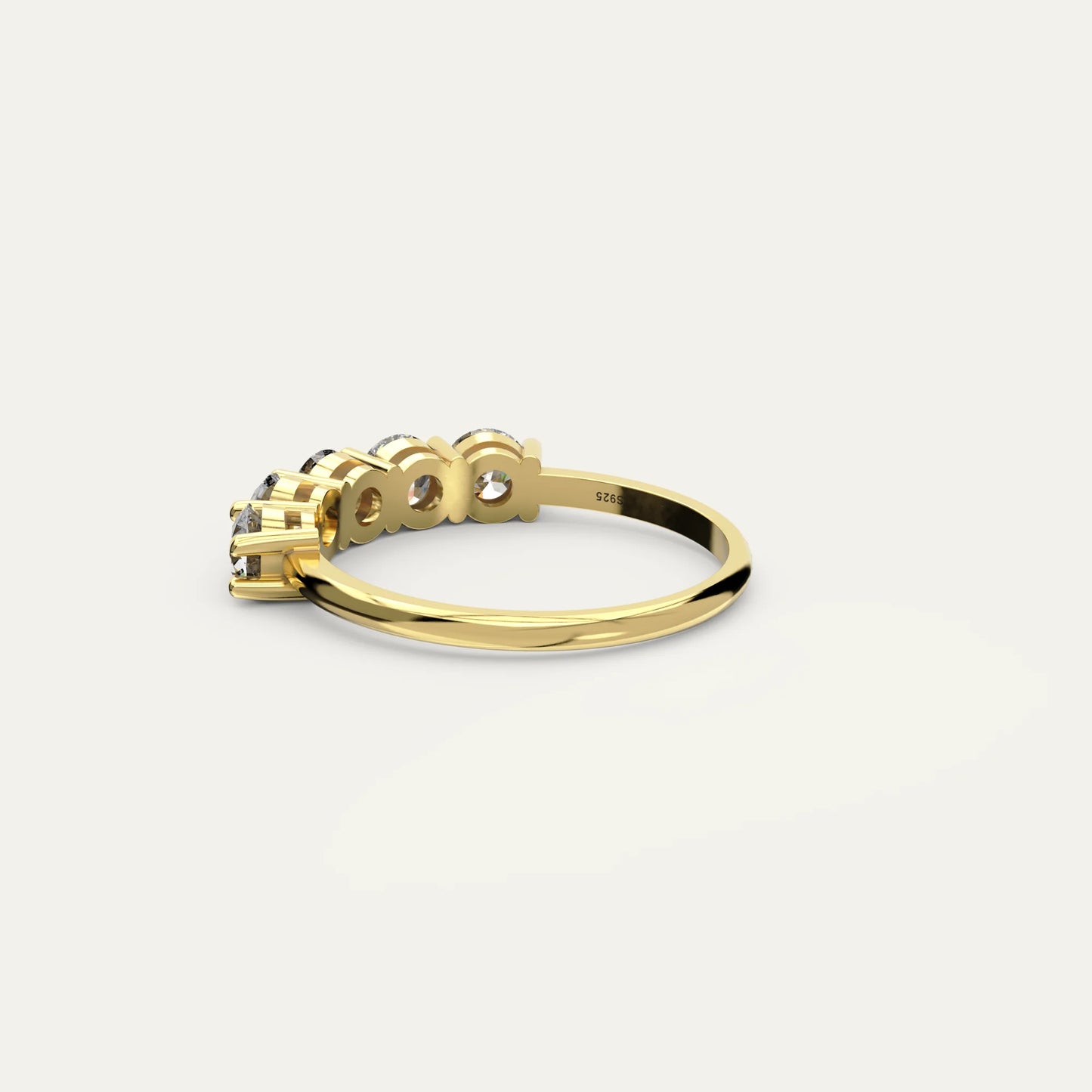 Goldmacher Rigel 18k Gold Partial Gem Ring – Five 0.3ct Moissanites Set on Band Top (1.5ctw) for Comfortable Everyday Sparkle.