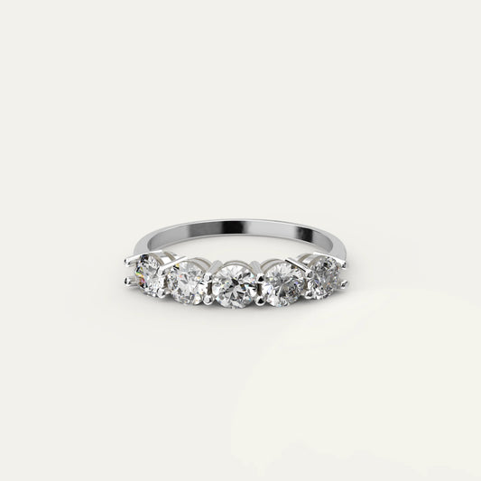 Goldmacher Rigel 925 silver ring with five 0.3ct moissanite stones, totaling 1.5 carats