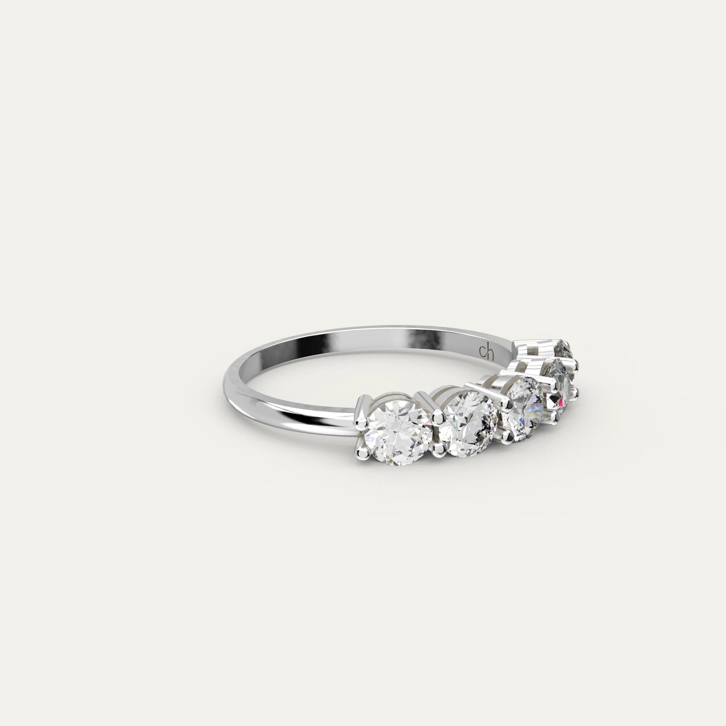 Goldmacher Rigel Five-Stone Moissanite Ring in 925 Silver – Modern Partial Gem Design for Stacking, Gifting, or Solo Wear.