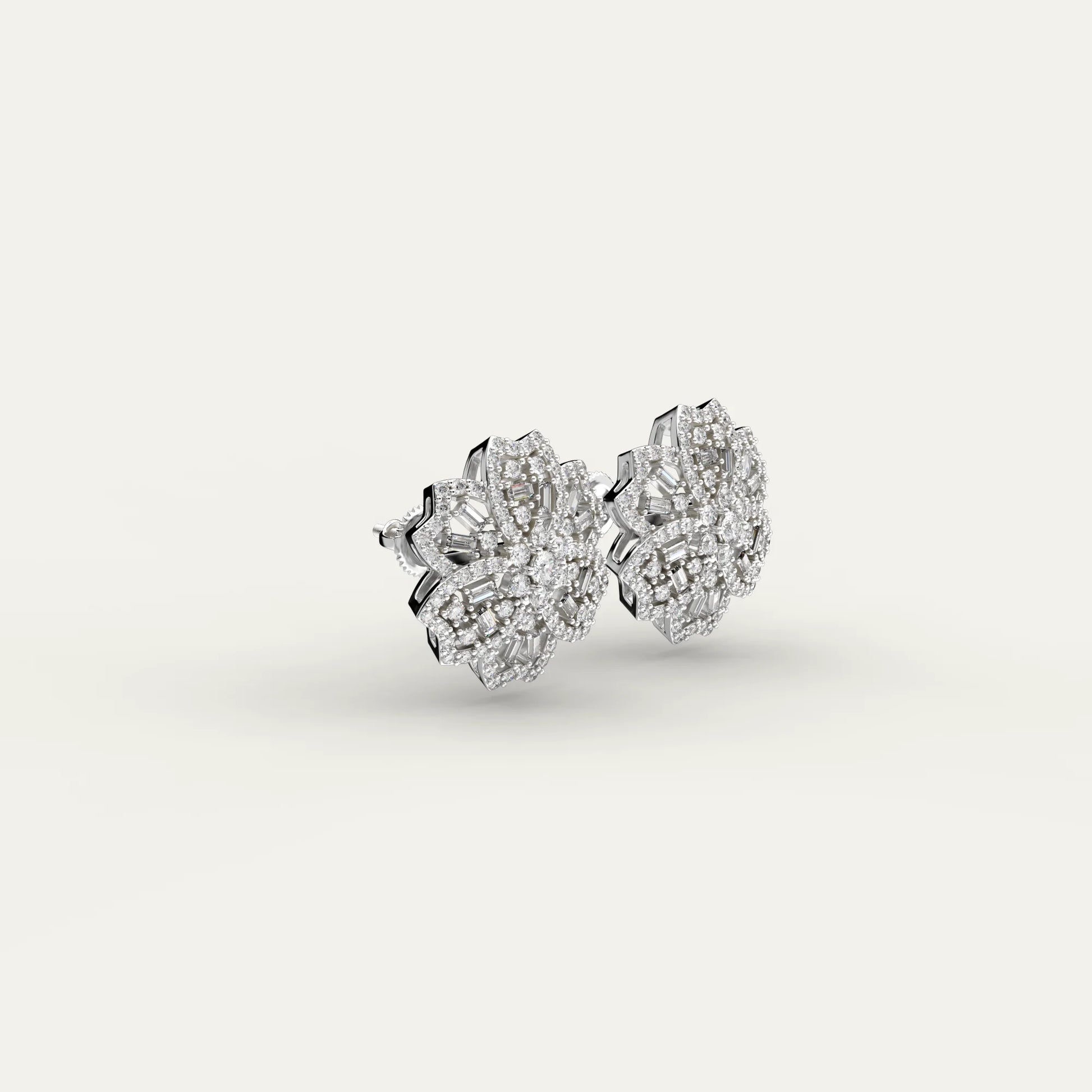 Goldmacher Rosemary Sterling Silver Floral Earrings – Hypoallergenic Moissanite Cluster for Sensitive Skin, Day-to-Night Versatility.