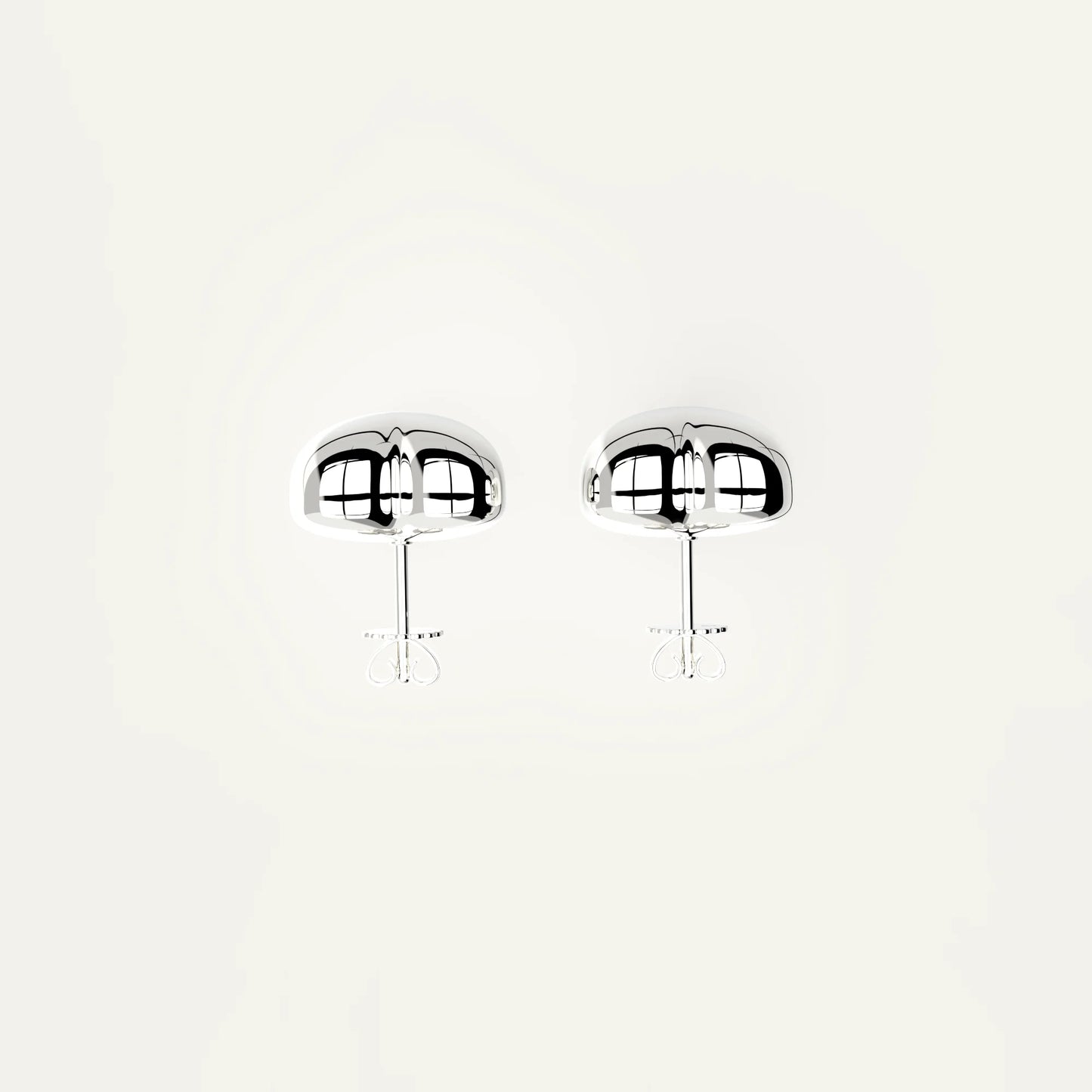 Single Puffy Heart Earring – Rhodium Plated Sterling Silver with Puffy High-Shine Finish