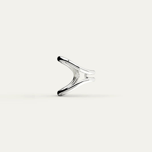 Goldmacher Swirl Ring – Rhodium Plated Sterling Silver with Open Sculptural Form