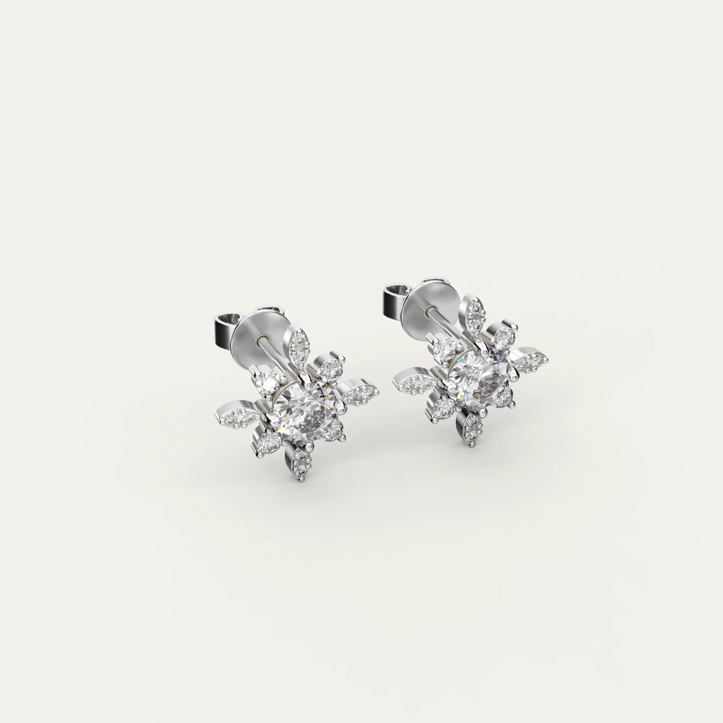 Goldmacher Vega 925 Silver Star & Round Moissanite Studs – 0.5ctw Affordable Luxury for Layered Looks or Bridal Accents.
