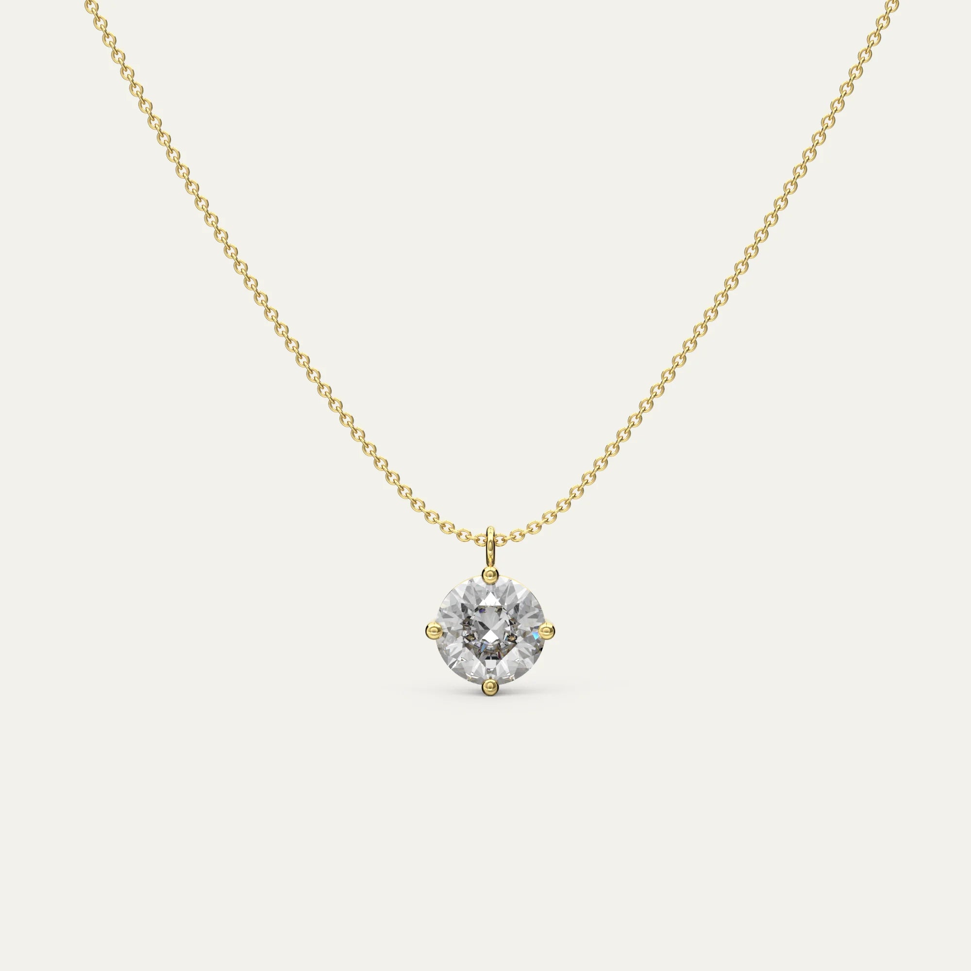 goldmacher Zenith 3ct round moissanite solitaire pendant necklace in 18k gold