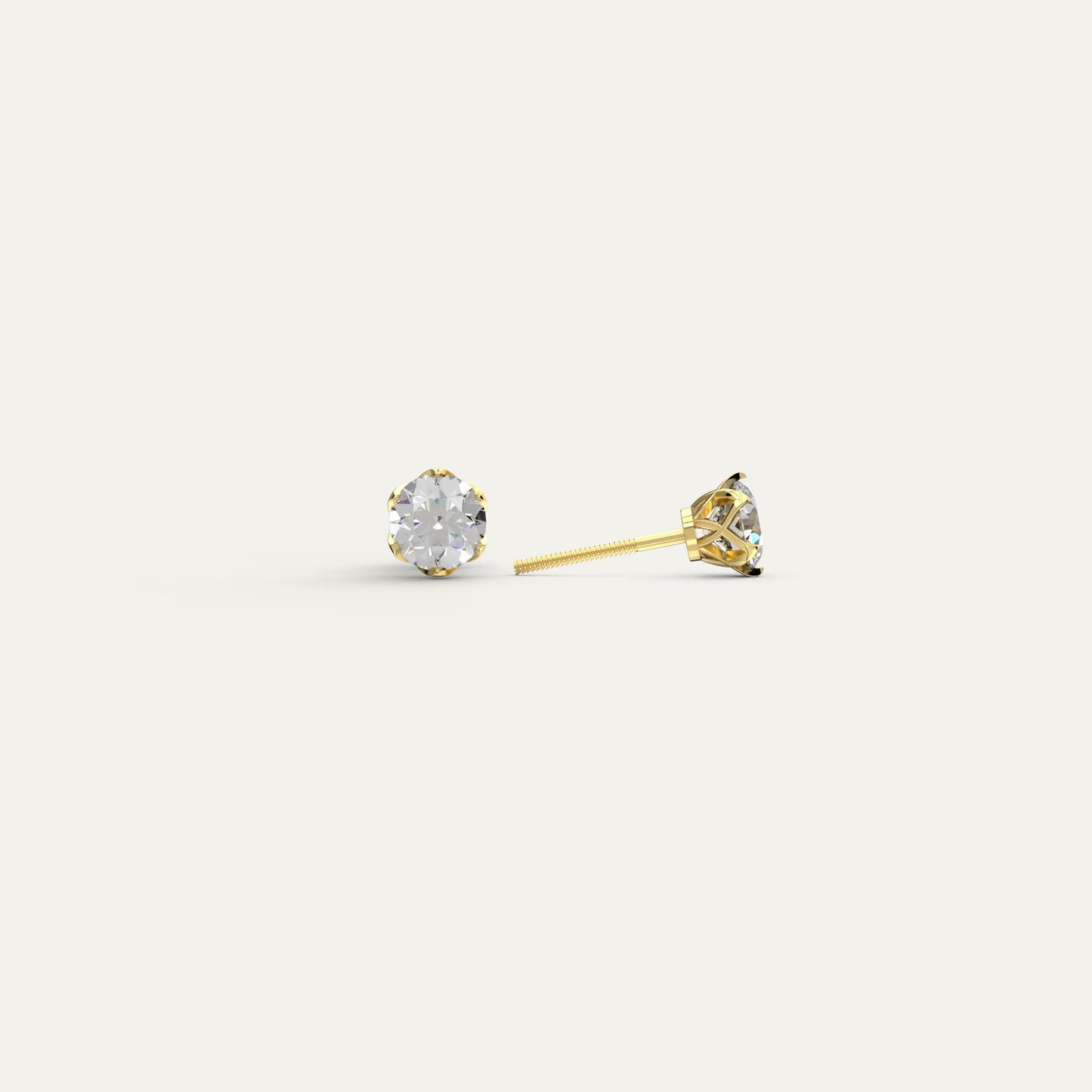 Goldmacher Zenith 1ct Round Moissanite Stud Earrings in 18k Gold-Plated – Ethical Diamond Alternative with 6.5mm Brilliance.
