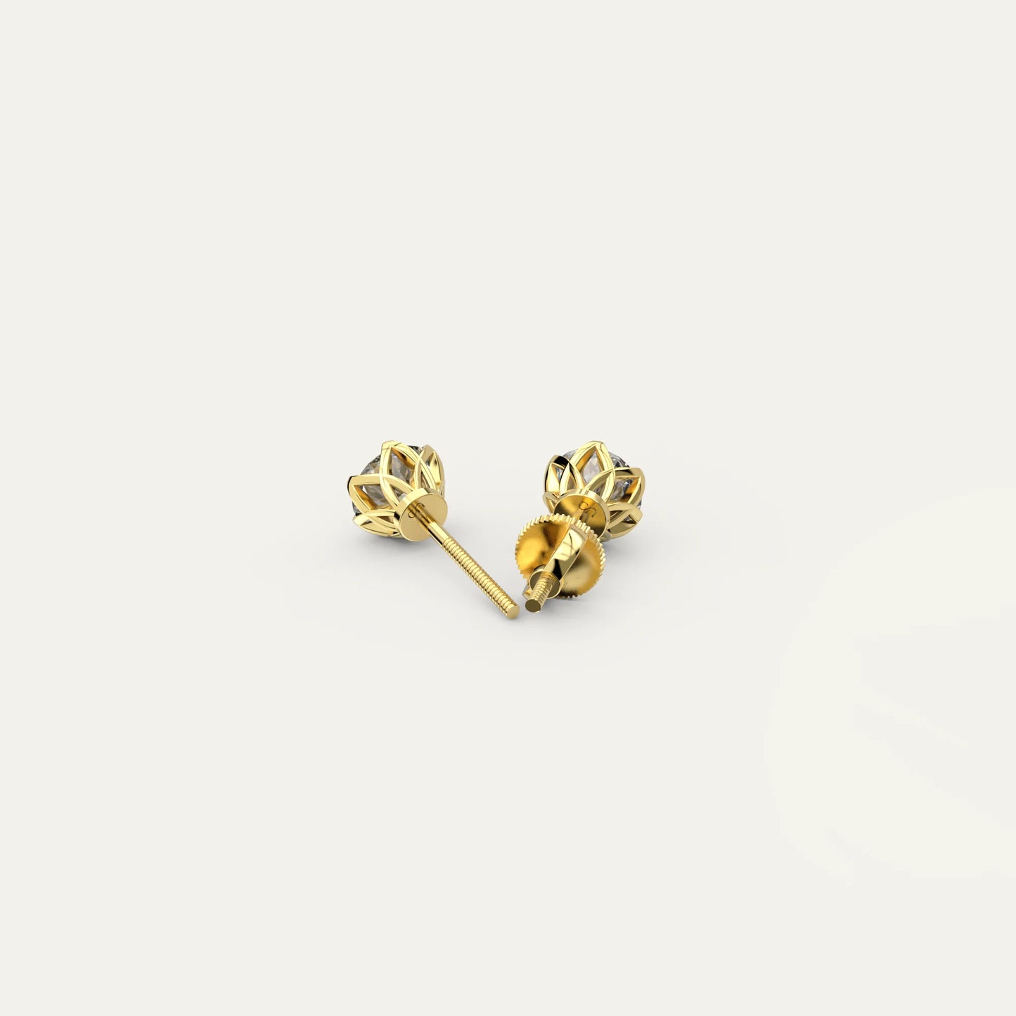 Goldmacher Zenith 18k Gold-Plated Moissanite Stud Earrings – 1ct (6.5mm) Round Cut, Classic Sparkle for Gifting or Daily Wear.