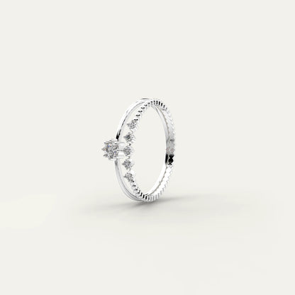 Goldmacher Ara 925 Silver Stacking Rings – 0.1ct Total Moissanite Stones for Delicate, Layered Everyday Jewelry or Bridal Styling.