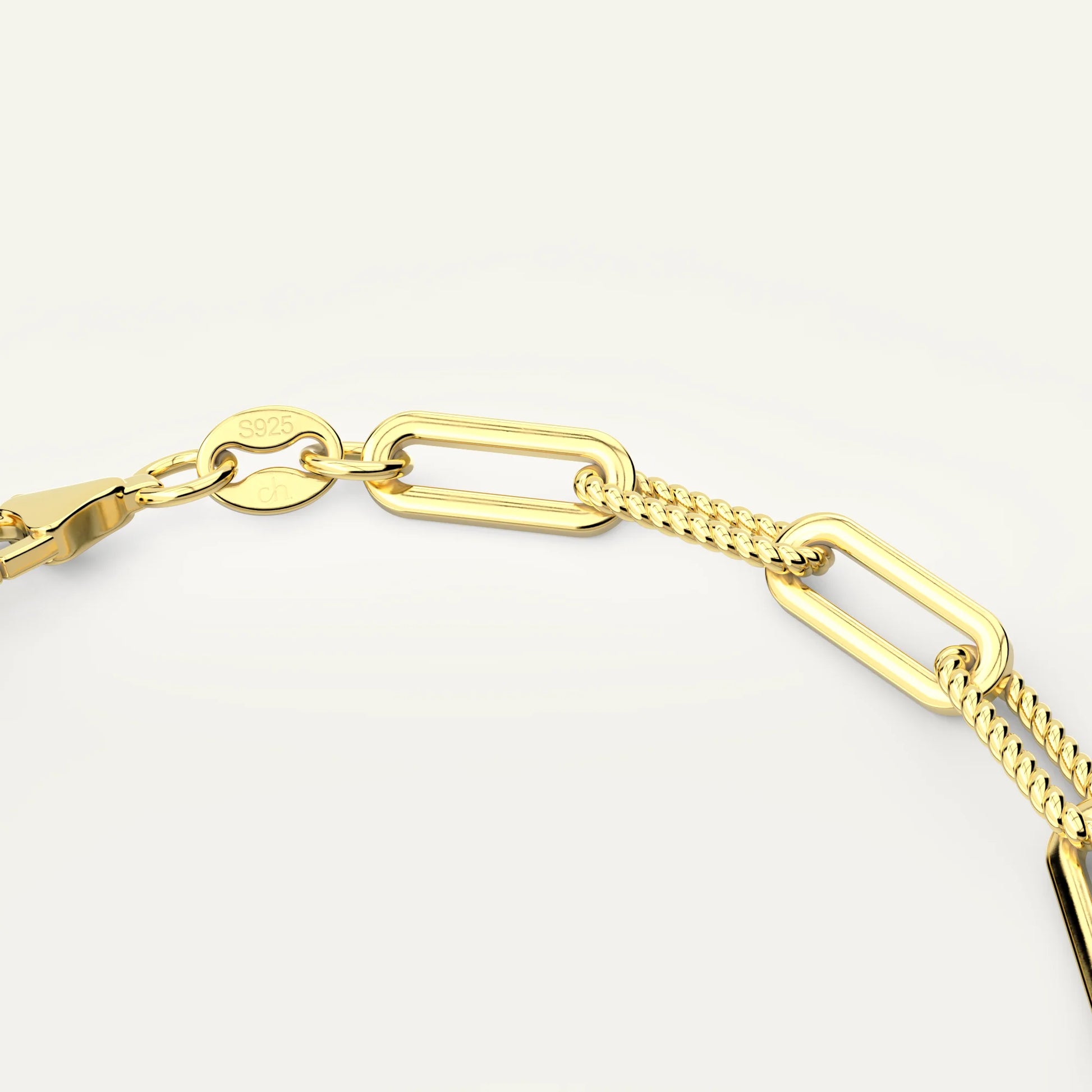18K Gold Plated Bold Chain Bracelet by Goldmacher – Polished and Textured Architectural Link Details