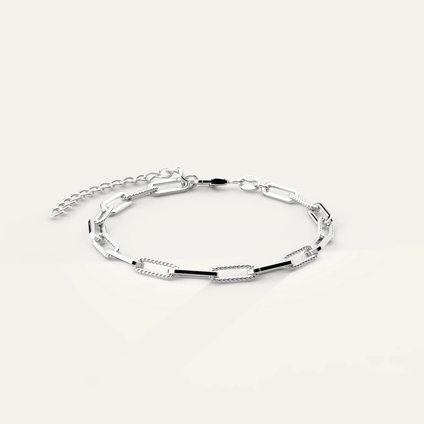 Goldmacher Bold Chain Bracelet – Rhodium Plated 925 Silver with Elongated Modern Chain Links