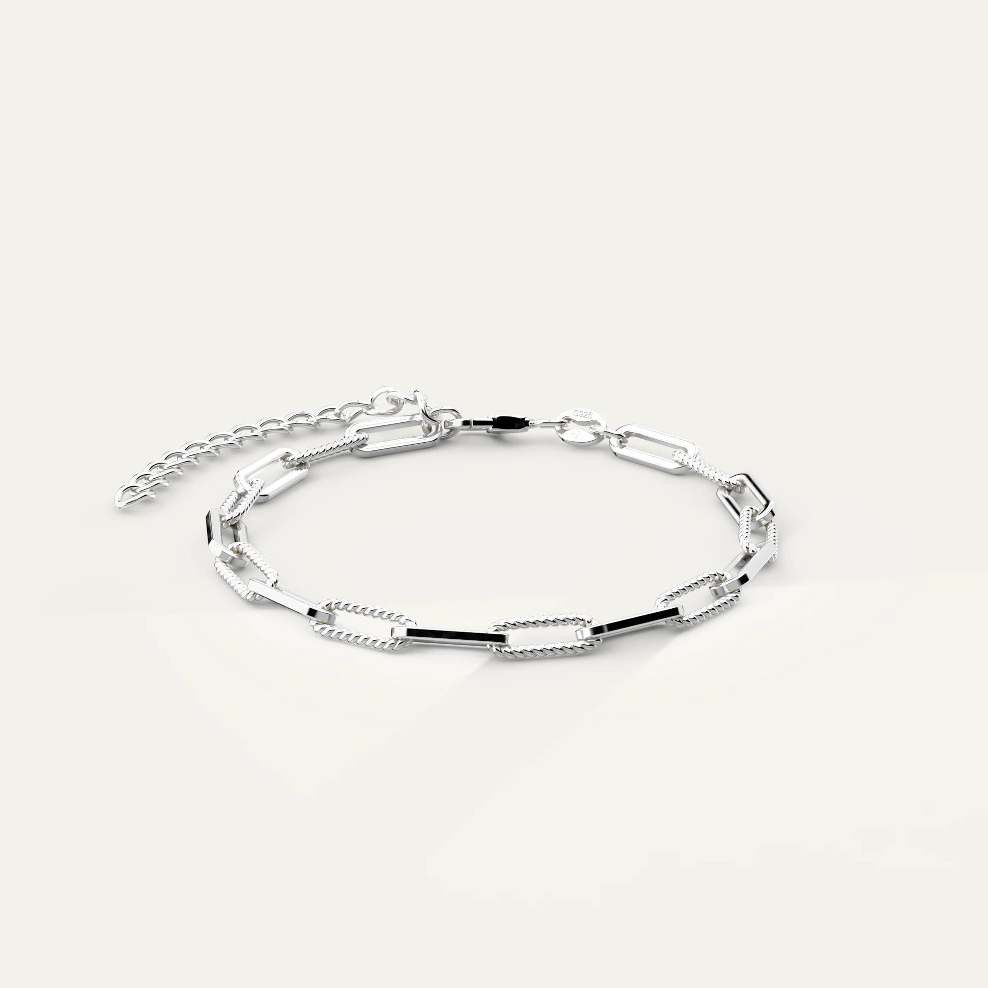 Goldmacher Bold Chain Bracelet – Rhodium Plated 925 Silver with Elongated Modern Chain Links