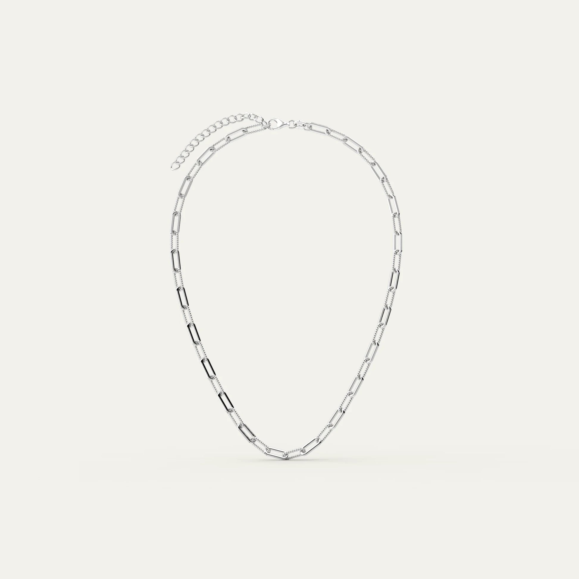 Goldmacher Bold Chain Necklace – Adjustable Rhodium Plated Silver Chain with Logo-Stamped Clasp