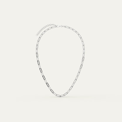 Goldmacher Bold Chain Necklace – Adjustable Rhodium Plated Silver Chain with Logo-Stamped Clasp