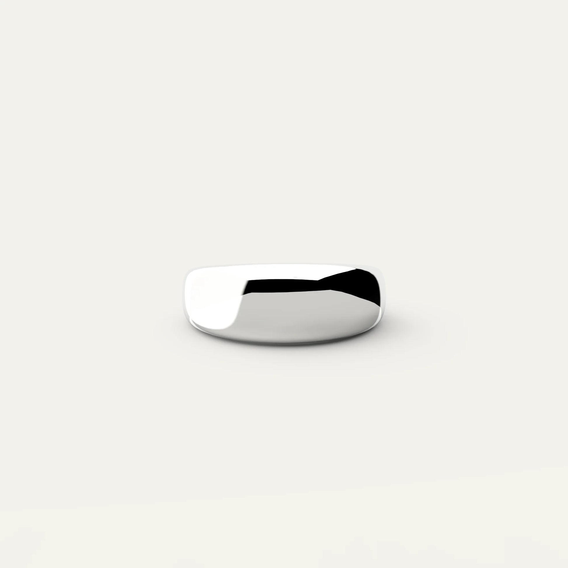 Rhodium Plated Silver Bold Dome Ring by Goldmacher – Wide Polished Profile with Soft Dome Shape