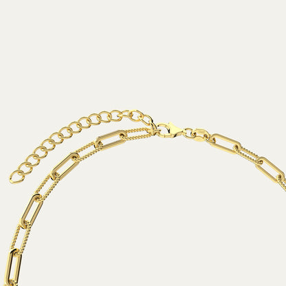 18K Gold Plated Bold Chain Necklace – Modern Layering Jewelry with Sculptural Paperclip Link Design