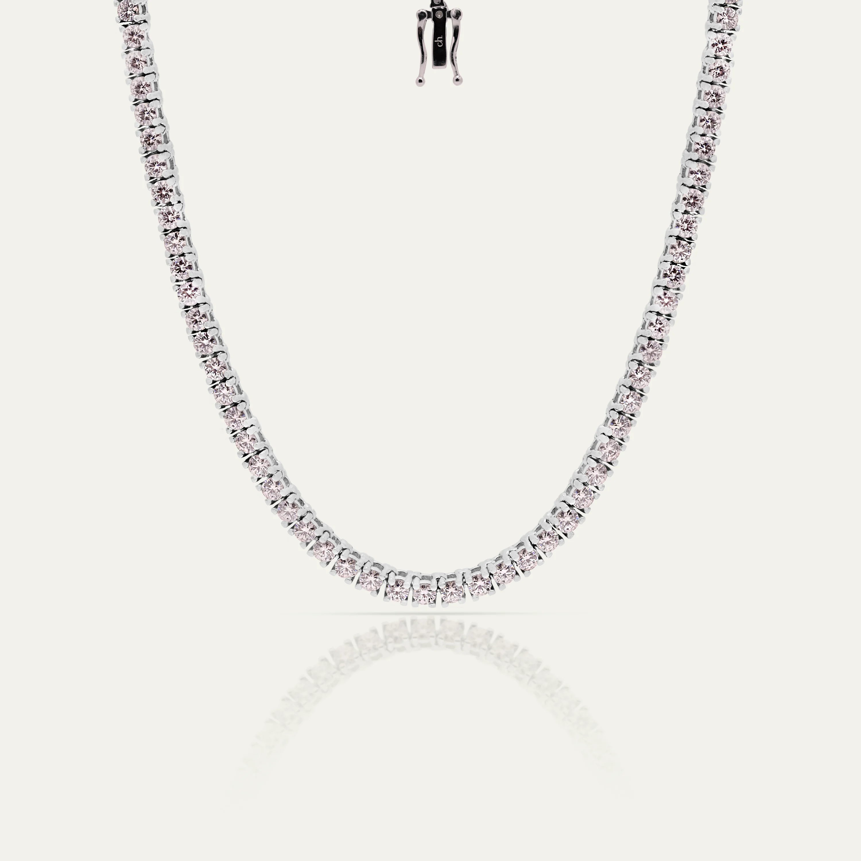 Goldmacher Canes 4mm tennis chain in silver with round moissanite stones