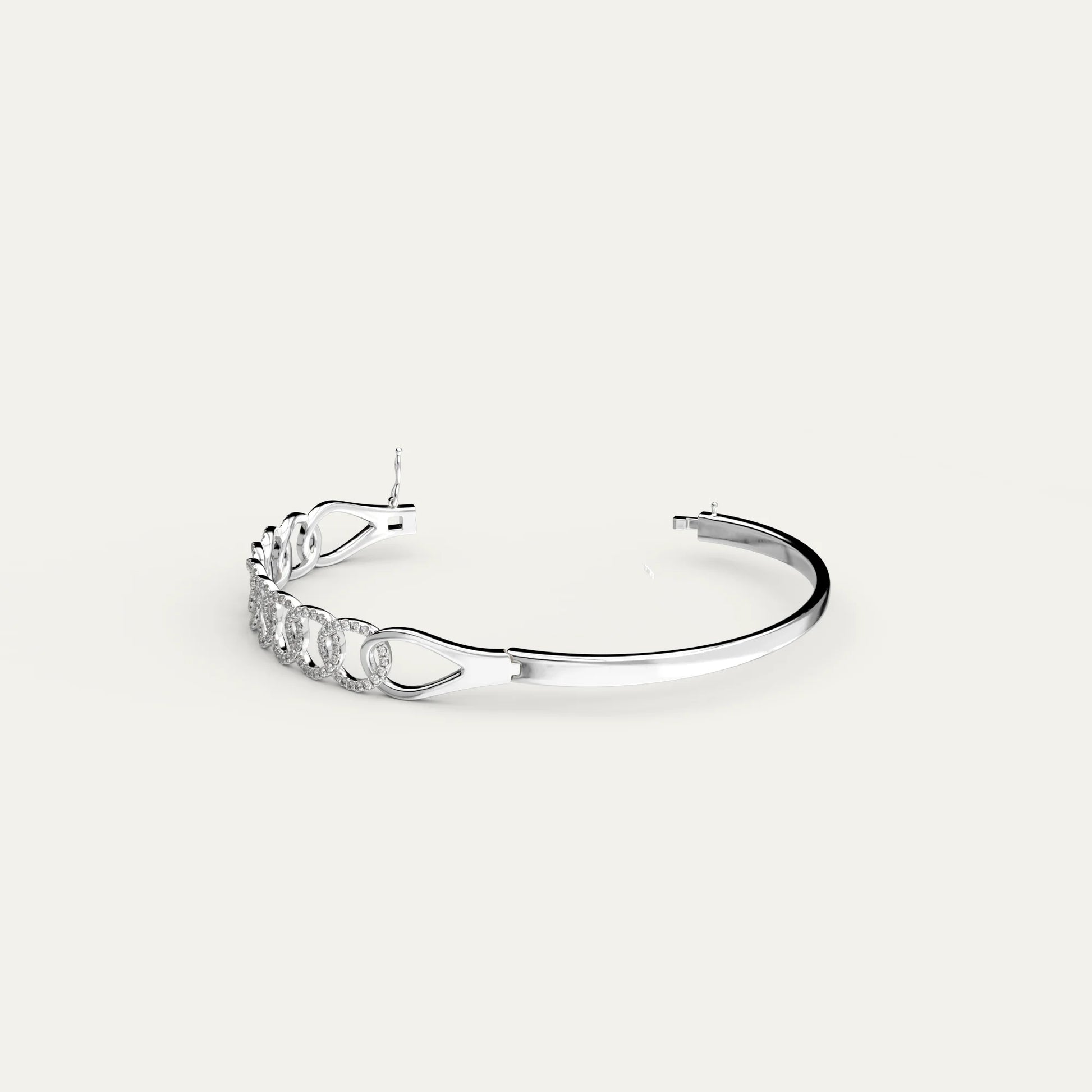 Angled shot of Goldmacher Cuban Link Bracelet highlighting link detail and shine
