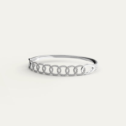 Front view of Goldmacher Cuban Link Bracelet in 925 silver with zircon stones
