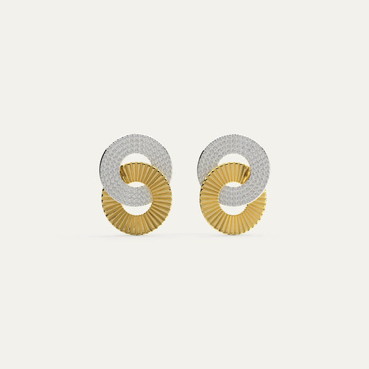 Goldmacher Double Deluxe Earrings – Mixed 18K Gold and Rhodium Plated 925 Silver with Cubic Zirconia